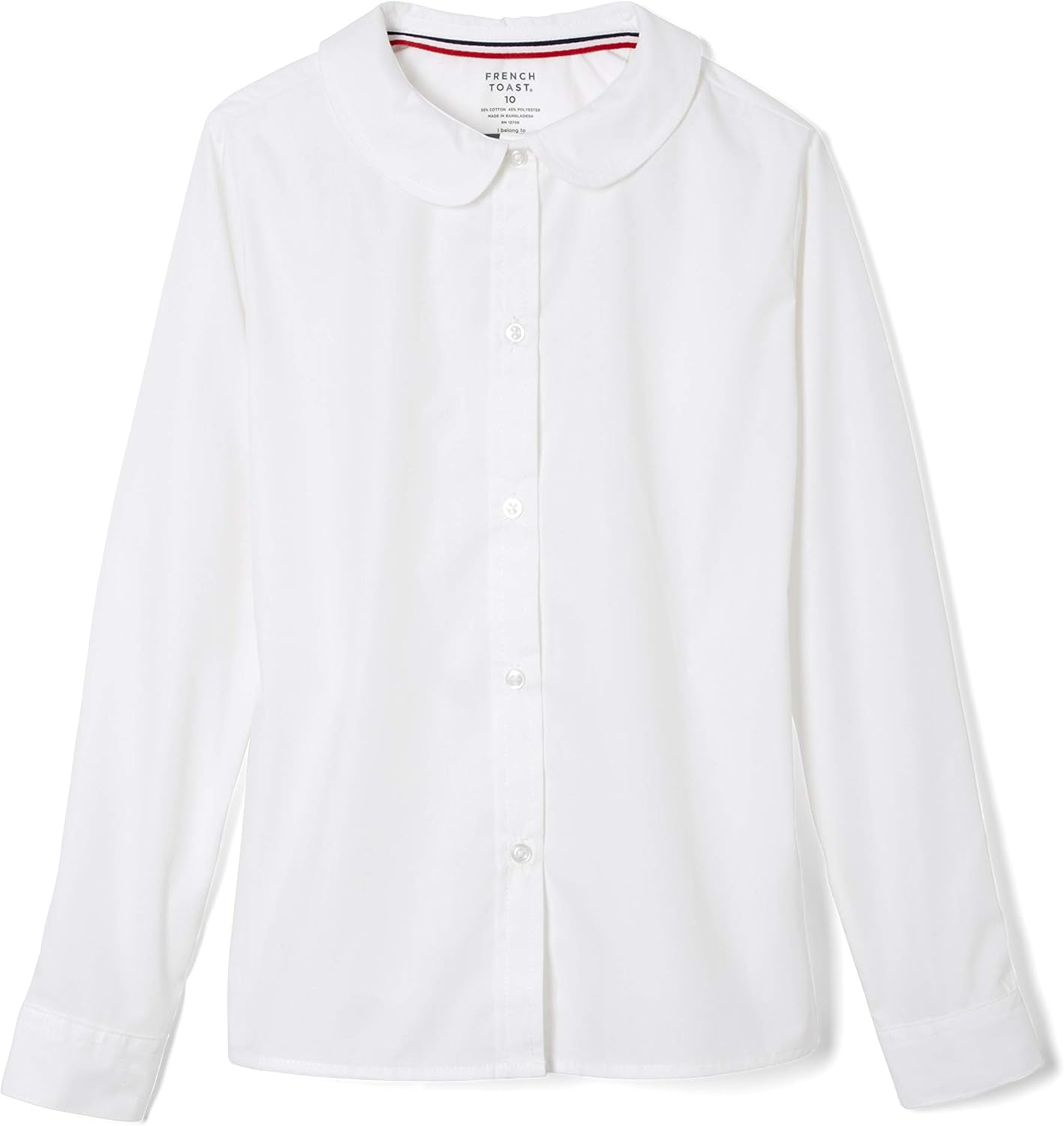 French Toast Girls' Long Sleeve Woven Shirt with Peter Pan Collar (Standard & Plus): Clothing, Shoes & Jewelry