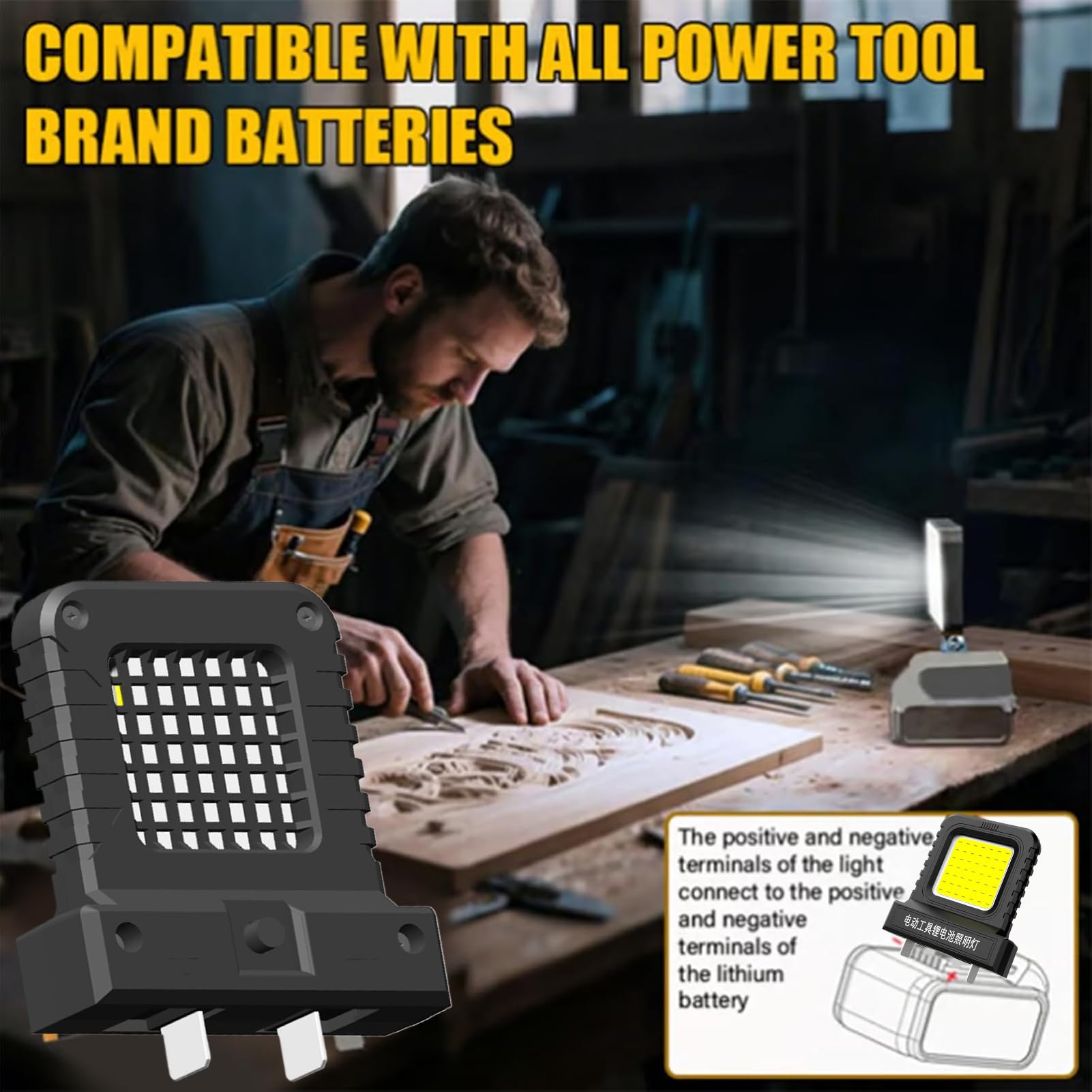 Battery-operated Work Light 4-Pack High-Brightness Cordless Floodlight – Works With All Power Tool Batteries, 14W LED, Adjustable Socket Spacing, IP67 Waterproof, Magnetic Base For Jobsite Garage Camping Battery-operated Work Light 4-Pack High-Brightness Cordless Floodlight – Works With All Power Tool Batteries, 14W LED, Adjustable Socket Spacing, IP67 Waterproof, Magnetic Base For Jobsite Garage Camping