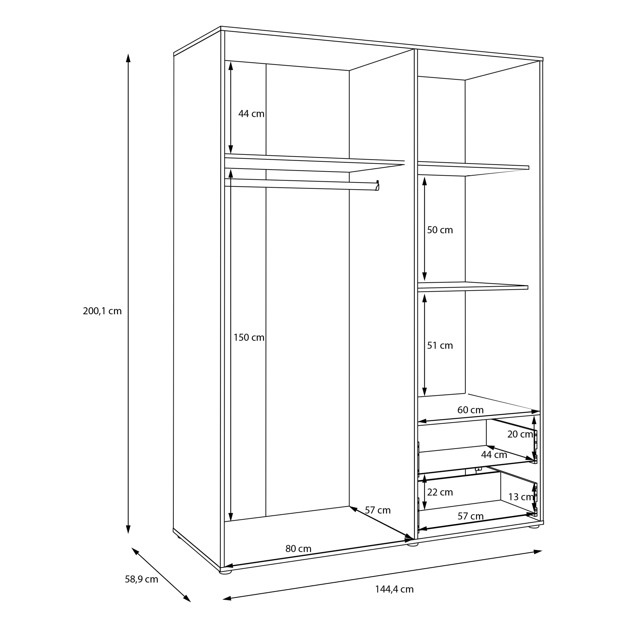 Forte Jupiter Kleiderschrank 140 150 – Bild 7