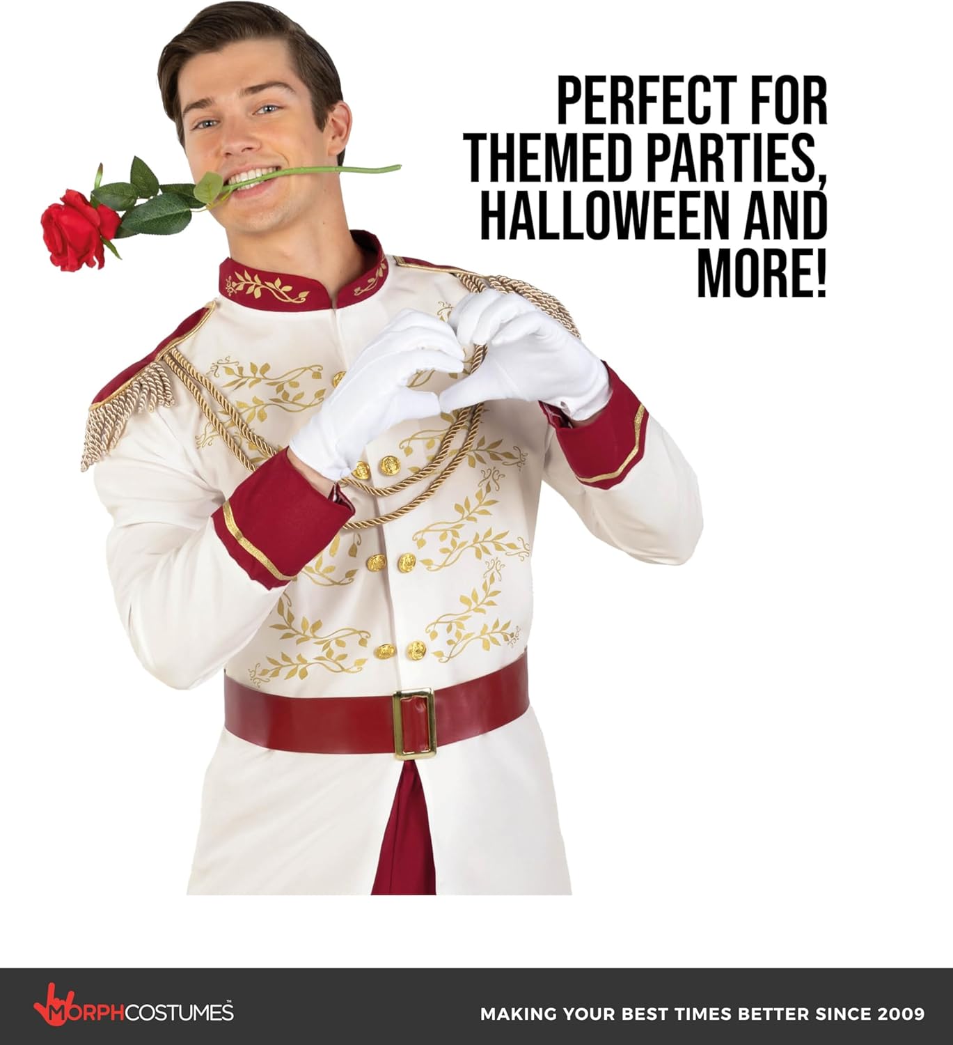 Morph White Prince Costume Men Prince Charming Costume Adult Outfit Men Storybook Halloween Costumes For Mens Royal