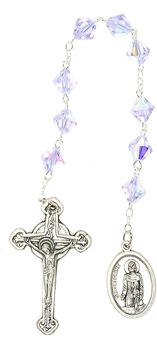 Miniatura 9 de Coronilla de San Peregrino hecha con piedras preciosas, cristales austriacos o madera (pacientes con santo patrón de cáncer) - Tarjeta santa de San