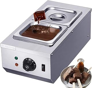 Electric Chocolate Tempering Machine 2 Tanks Cheese Melting Heater Commercial Double Pot Fountain Melter Pan Warmer Temperature Range: 30-80°Stainless Steel for Cake Shop