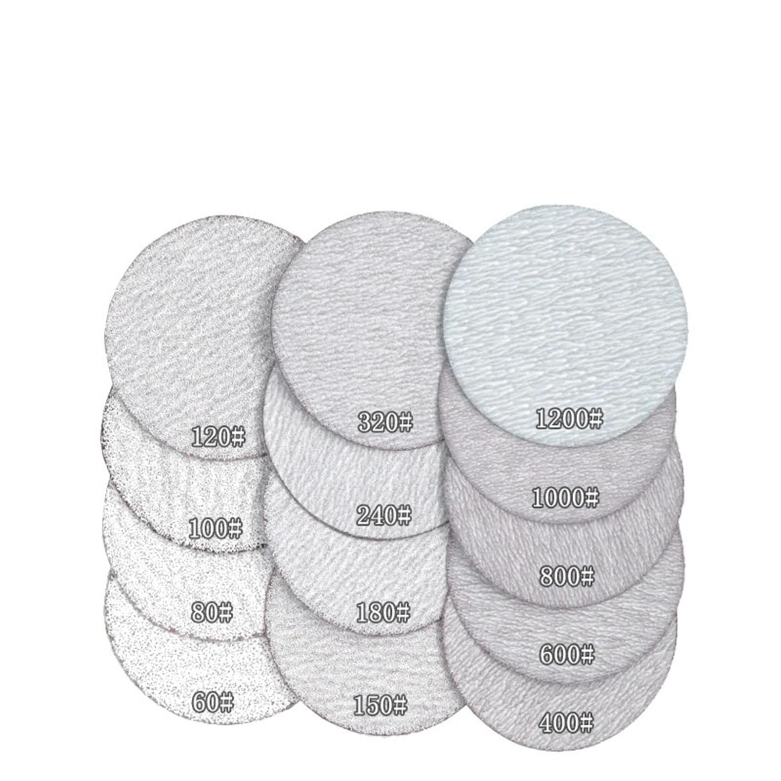 Tarcze szlifierskie 50 mm z haczykiem i pętelką 100 szt. Biały, suchy papier ścierny o ziarnistości 60-1200(150 Grit)