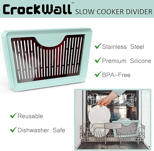 Miniatura 5 de CrockWall Divisor de cocción lenta de 6 cuartos de galón, uso con forros de cocción lenta  Inserto divisor para olla de cocción lenta, silicona de