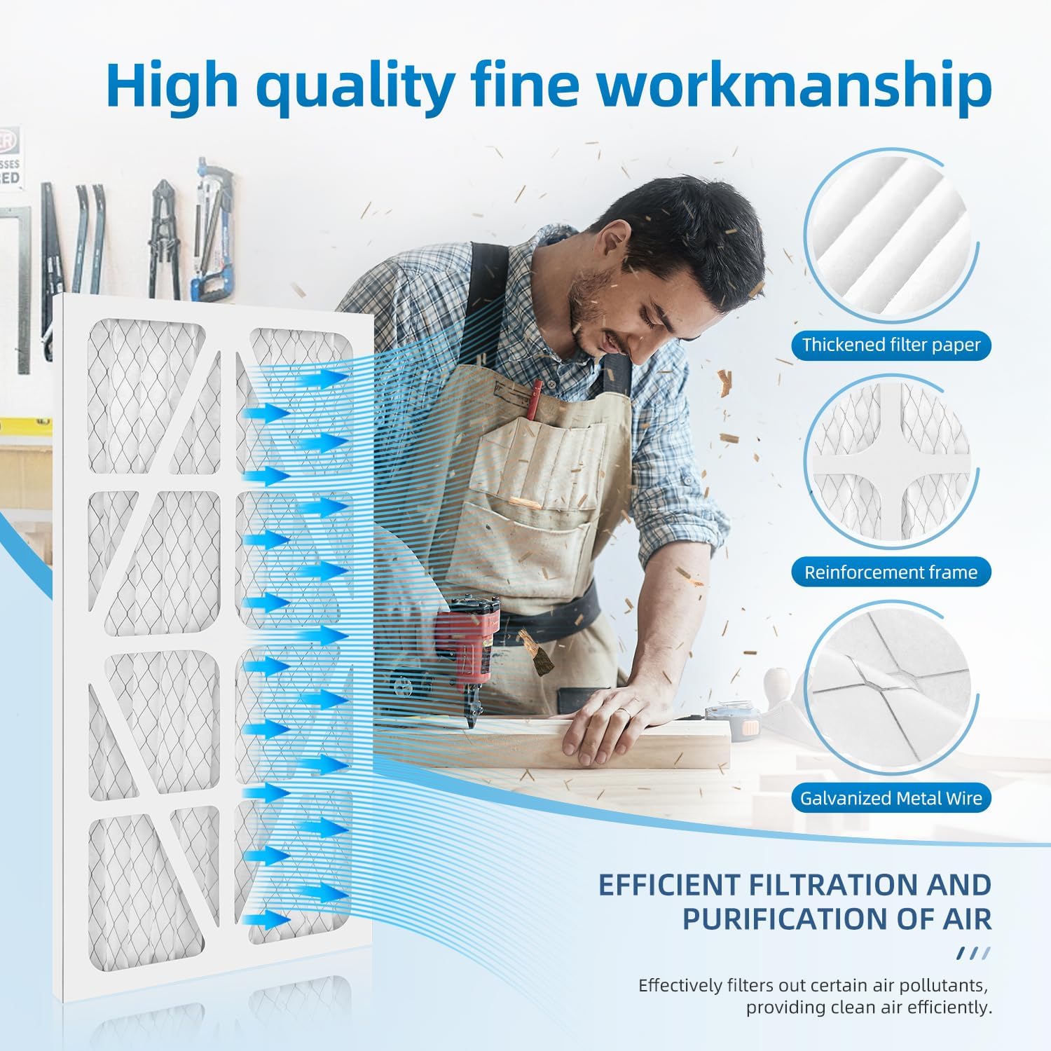 2 Pack 5-Micron Outer Filters Compatible with WEN 3417/AF1270 POWERTEC AF1044/AF1045 Air Filtration System, Replacement for WEN 3415AF5 Woodworking Air Filters
