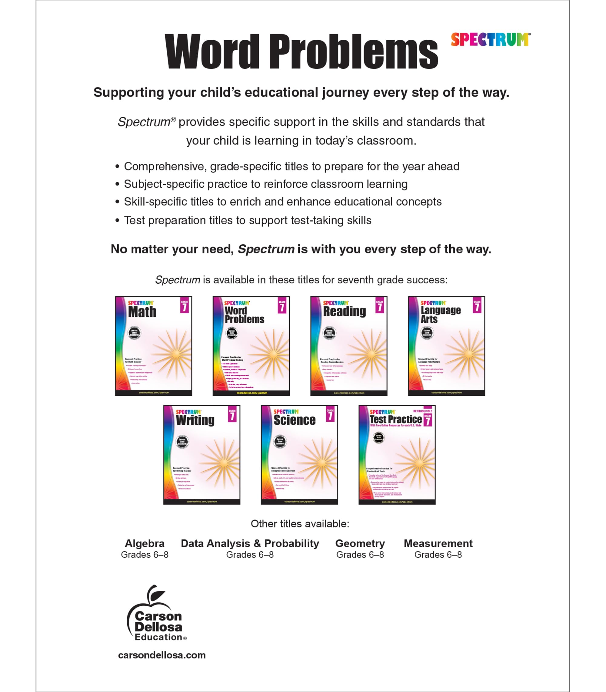 Spectrum Word Problems, Grade 7: Volume 80
