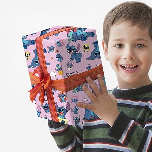 Miniatura 4 de EYQQM 2 rollos de papel de regalo de 17 x 118 pulgadas, mini rollo duradero, paquete de envoltura de regalo de sorpresas para cumpleaños de niños,