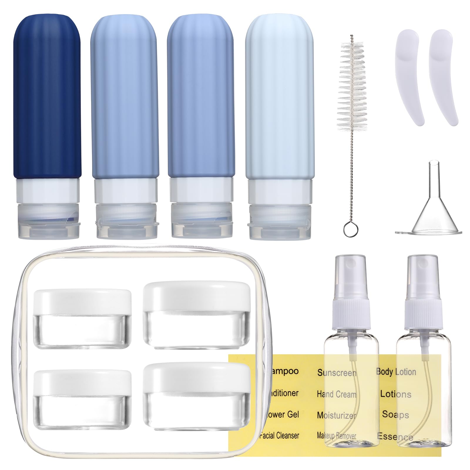 Mrsdry 16 Pack Travel Bottles for Toiletries, Leakproof Travel Containers for Toiletries, TSA Approved Silicone Travel Accessories Squeezable