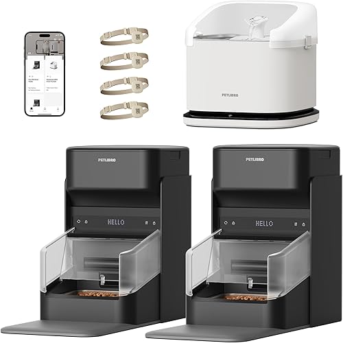 Paquete de 2 comederos automáticos RFID PETLIBRO para gatos, sensor de collar para comidas personalizadas, reconocimiento de gatos, seguimiento de