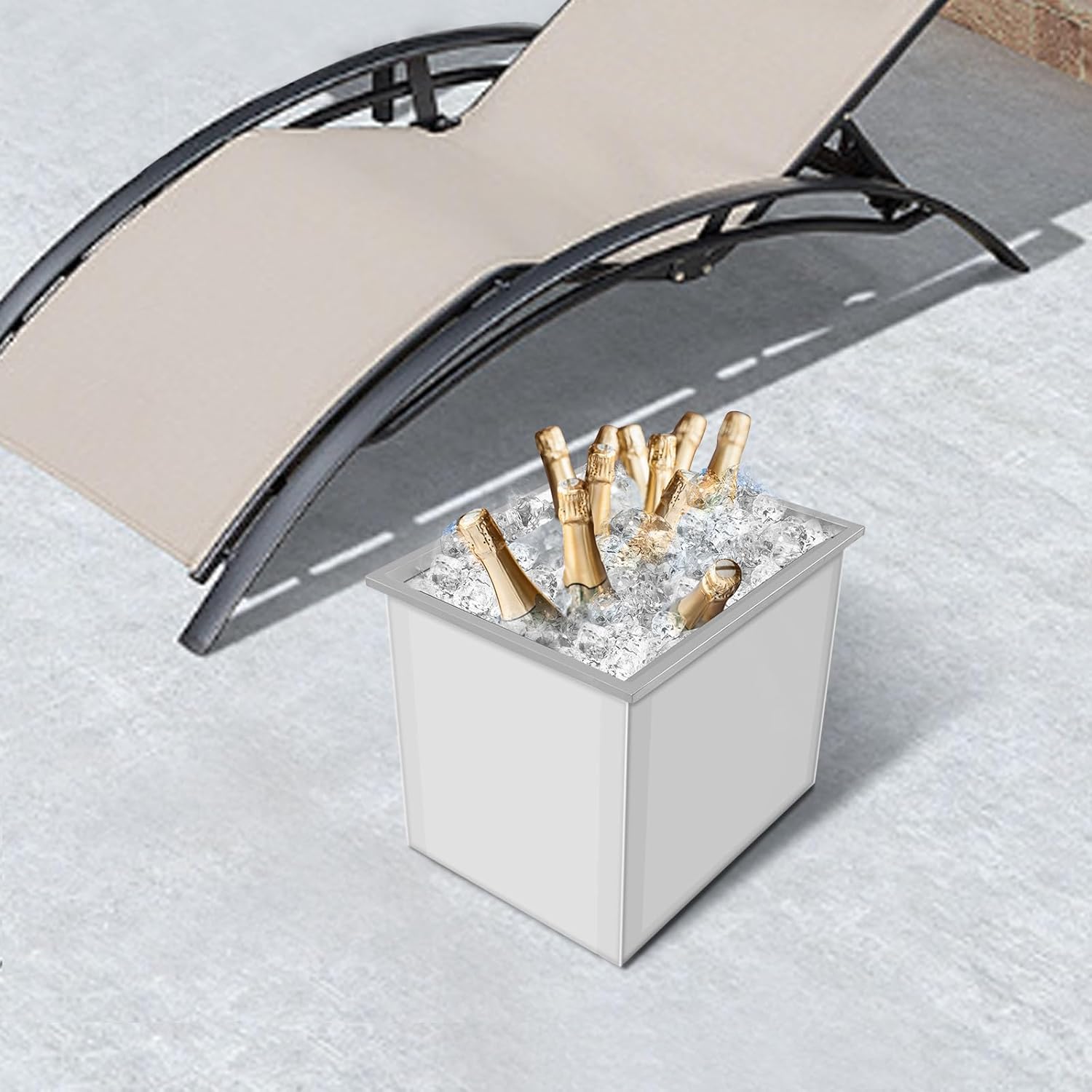 Drop in Ice Chest 33l Stainless Steel Ice Bin with Lid Outdoor Kitchen Ice Bar for Cold Drinks Wine Beer