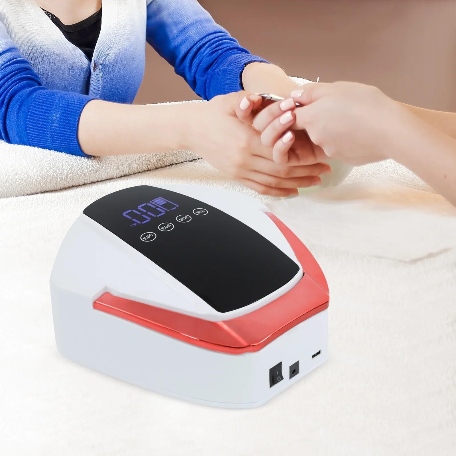 Lampa LED do paznokci, Akumulatorowa lampa do paznokci LED, biurkowa manicure, automatyczna z czujnikiem UV i suszarką