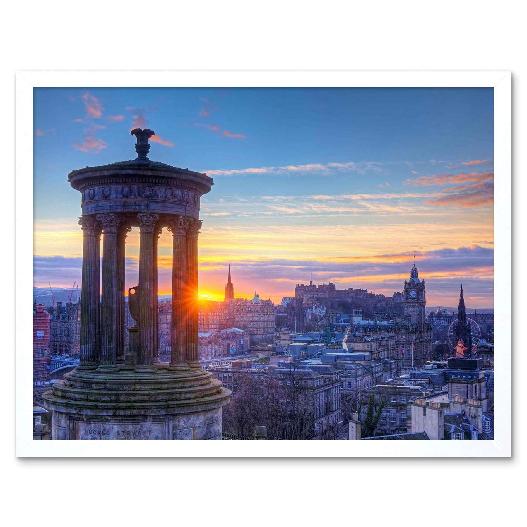 Wee Blue Coo Dt Calton Hill Edinburgh Sunset Art Print Framed Poster Wall Decor 12X16 Inch