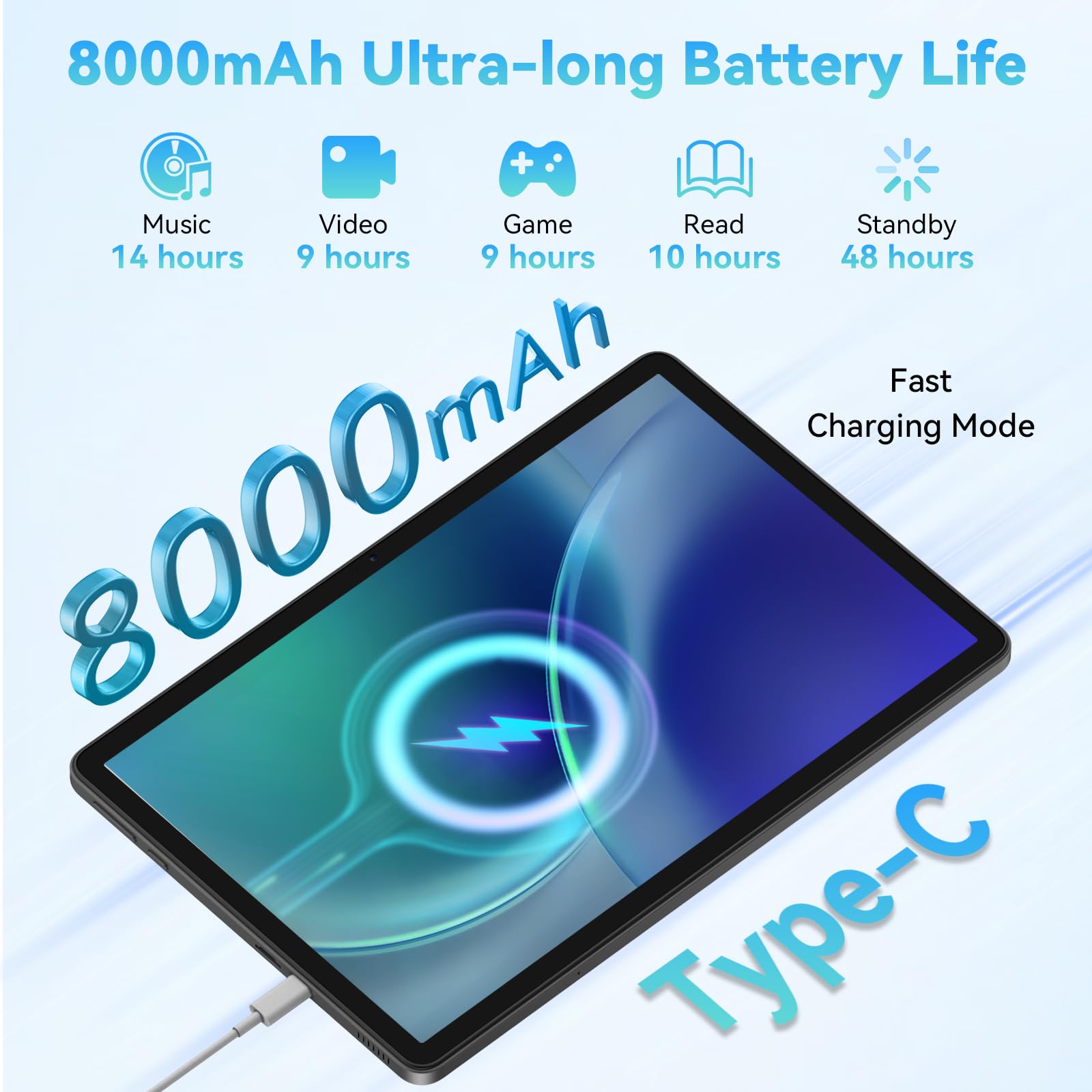 11 Zoll Tablet Android 16, Octa-Core, 24 GB RAM + 256 GB ROM | 1TB Erweiterbar, 1920x1200 FHD IPS-Display, GPS, Widevine L1, 8000 mAh, 8 MP + 16 MP, 5,8G + 2,4G WiFi, BT 5.2, Grau