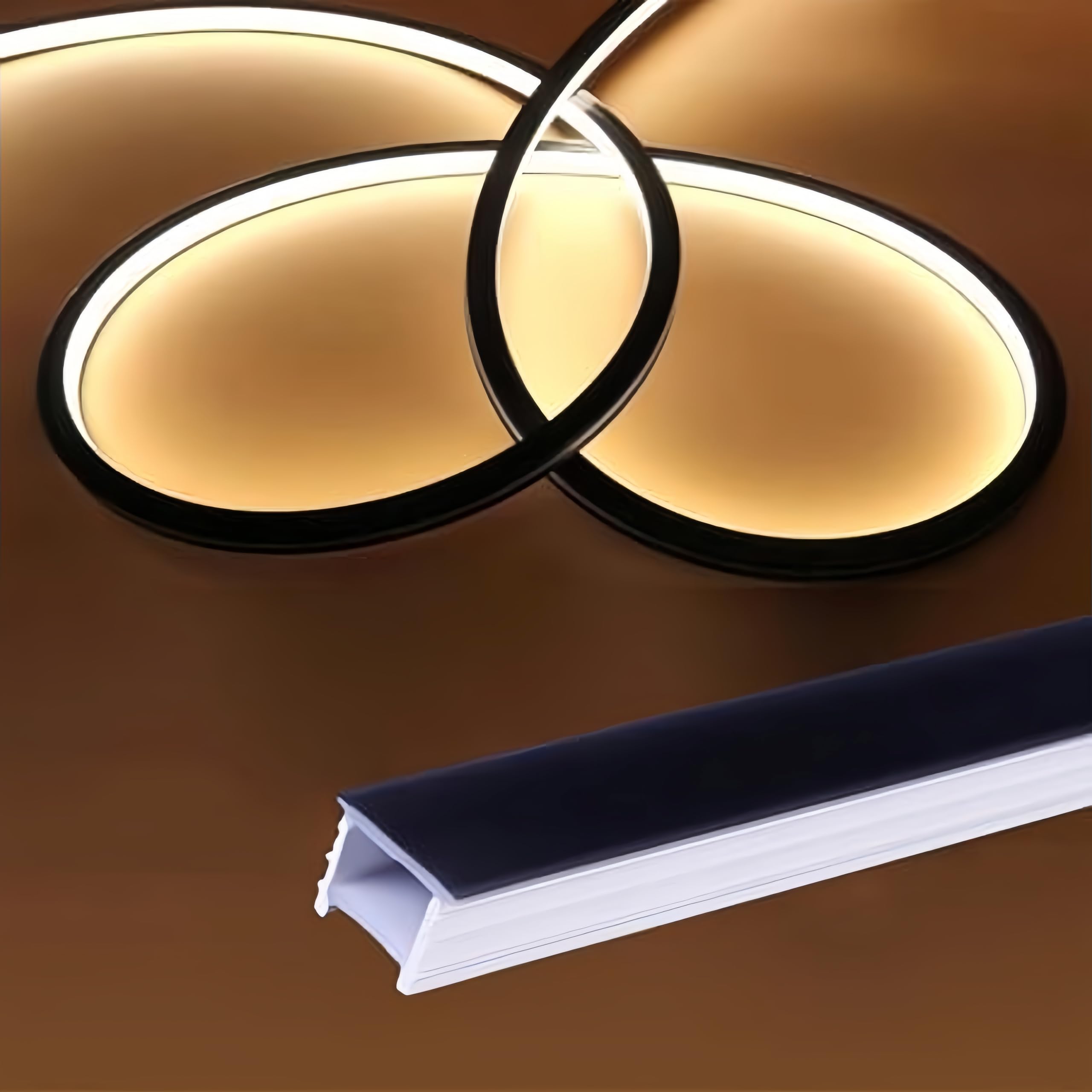KSDLMPA 16.5Ft/5M Spotless Silicone LED Channel System with Flange, Wear Free Recessed Flexible Tube Black Cover for 8mm LED Strip Light Wall Ceiling Decor (12x12mm, LED Strip not Included)