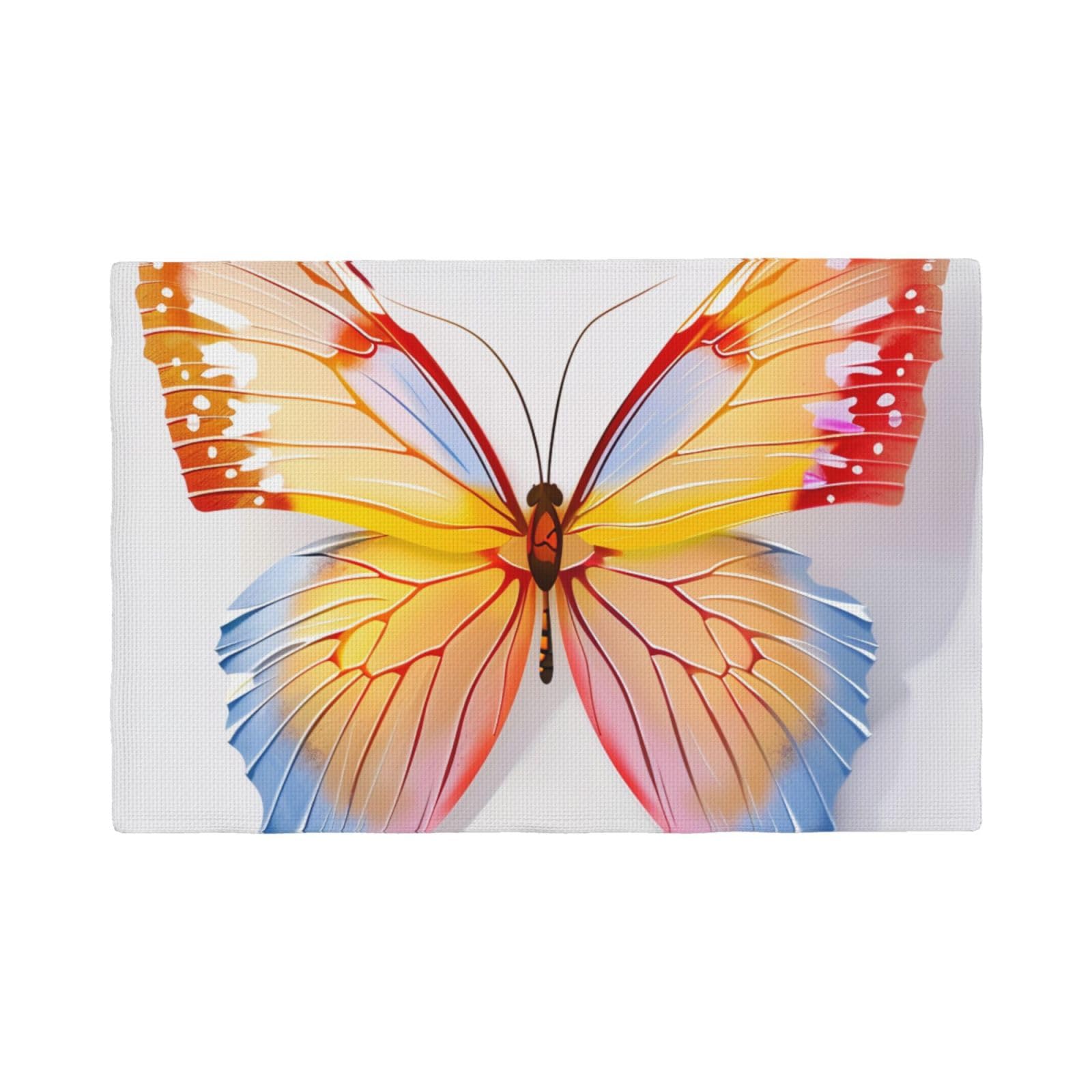 Pretty butterfly Print Placemats Set, Heat Resistant Washable Placemat 12x18in Table Mats for Party Kitchen Dining Table Decoration Indoor Outdoor, Four Pieces