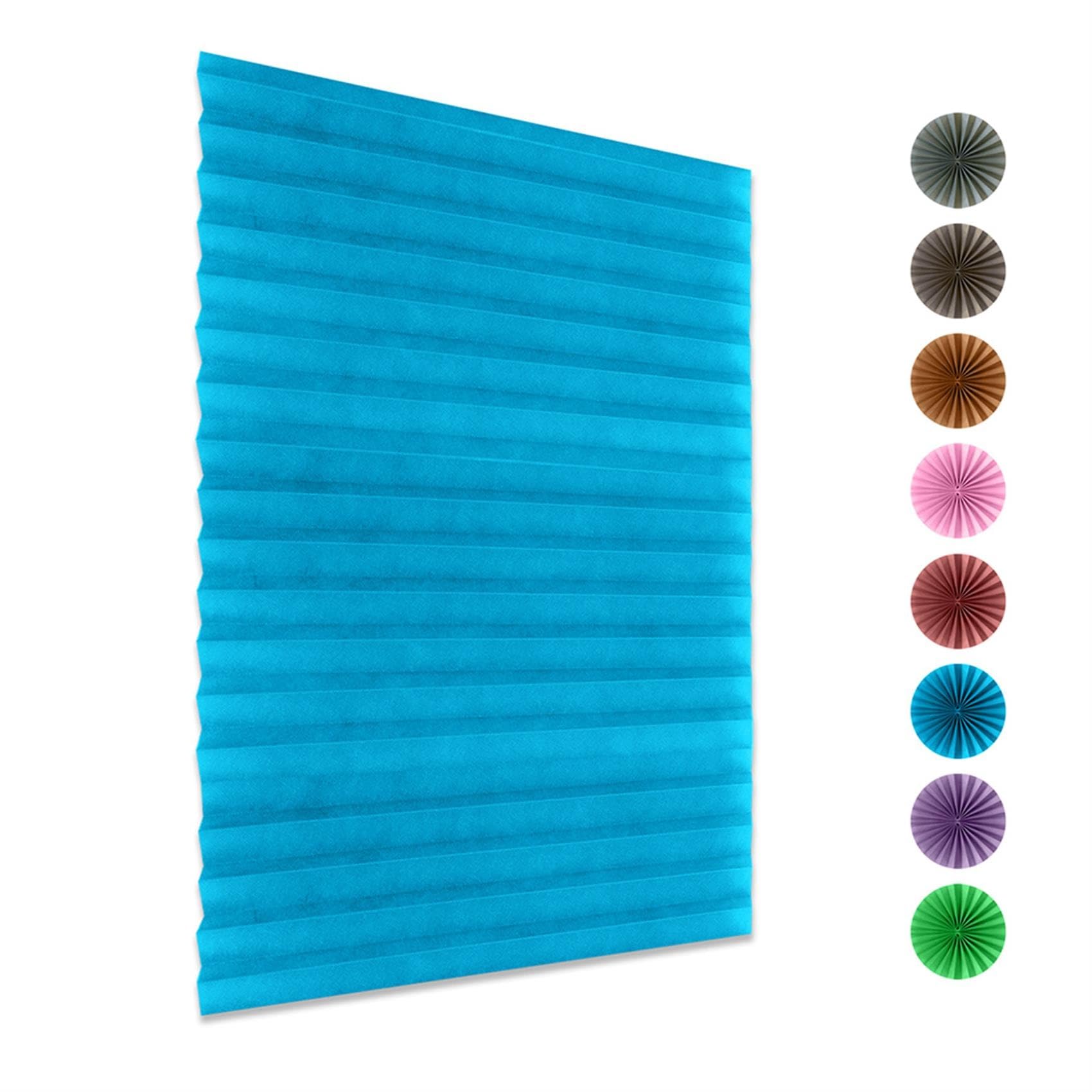 Generic 23.62 x 70.87 inch Cordless Light Filtering Pleated Fabric Shade,Easy to Cut and Install (Blue)