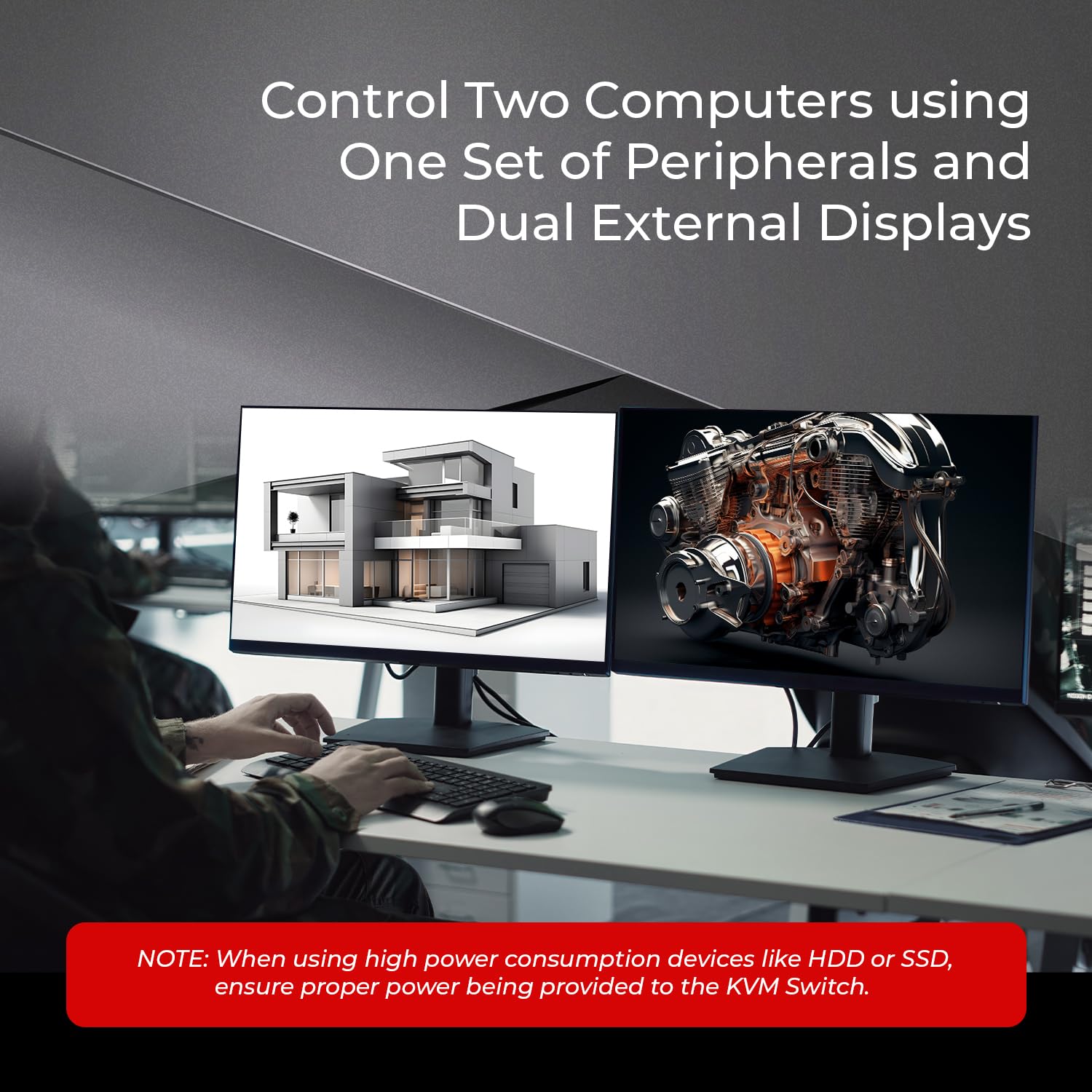 OREI 2x1 8K Dual HDMI & USB-C KVM Switch, 3X Port USB-A, 1x USB-C Share Multiple Devices, Laptops, PC, on Two Display Monitor, Keyboard Control, Peripheral Control, Analog Audio Out - Wired Remote