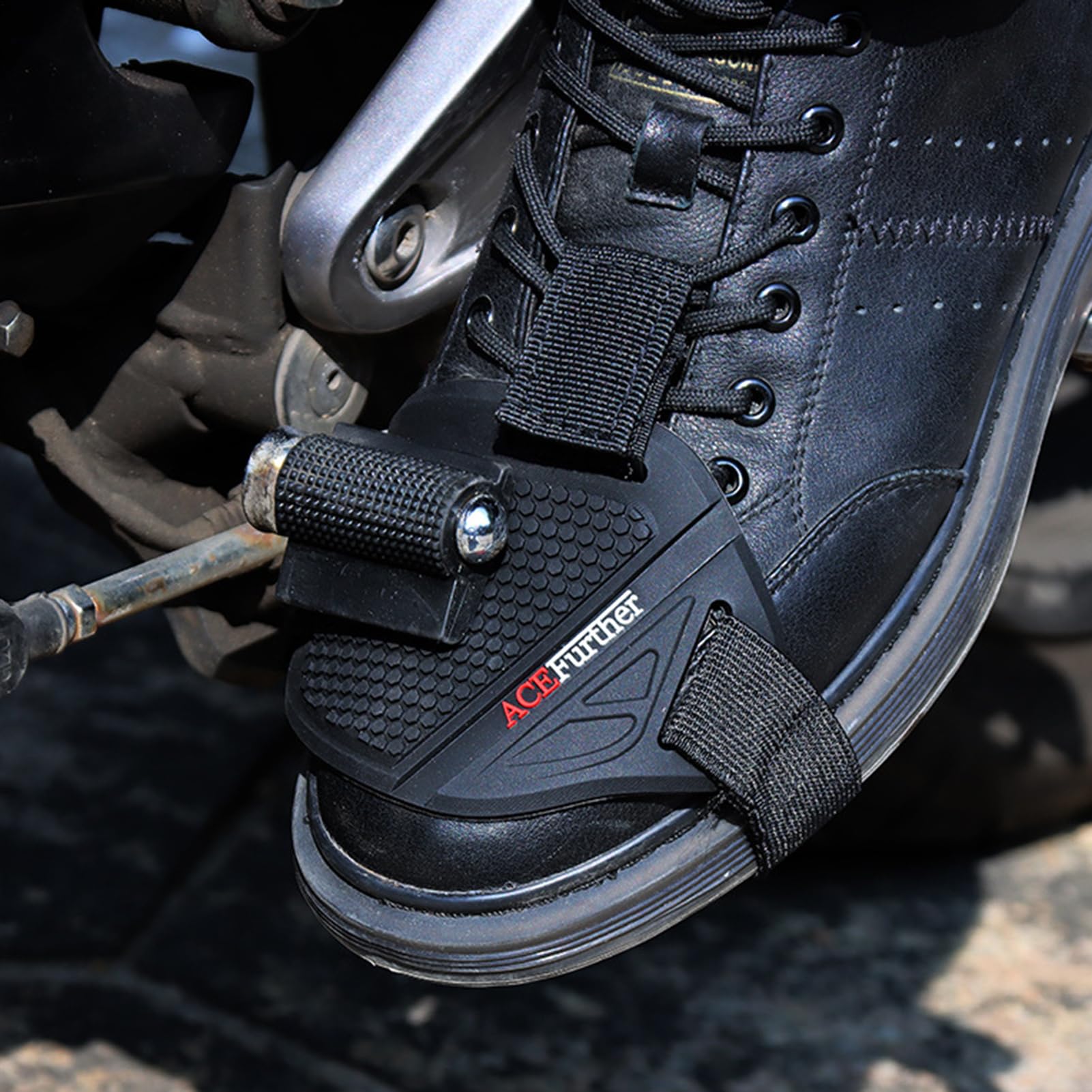 Copriscarpe per cambio moto, in gomma, protezione per scarpe da equitazione, stivali | nero con design elegante, protezione antiscivolo per moto, scarpe sportive, escursionismo, protezione quotidiana