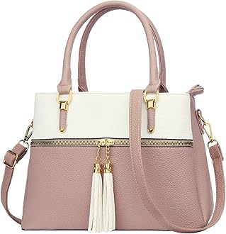 KKXIU Women Satchel Bags Handle Shoulder Handbags and Purses Pockets Zipper Leather Crossbody Bags