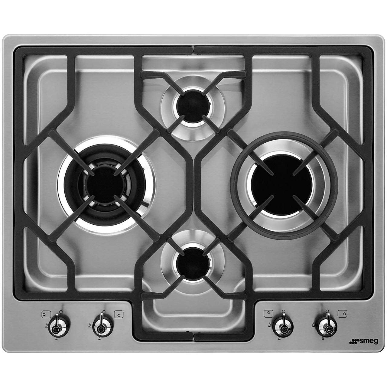 SMEG PGF64-4, Placa de gas CLASSICA, Stainless steel (chrome knobs)