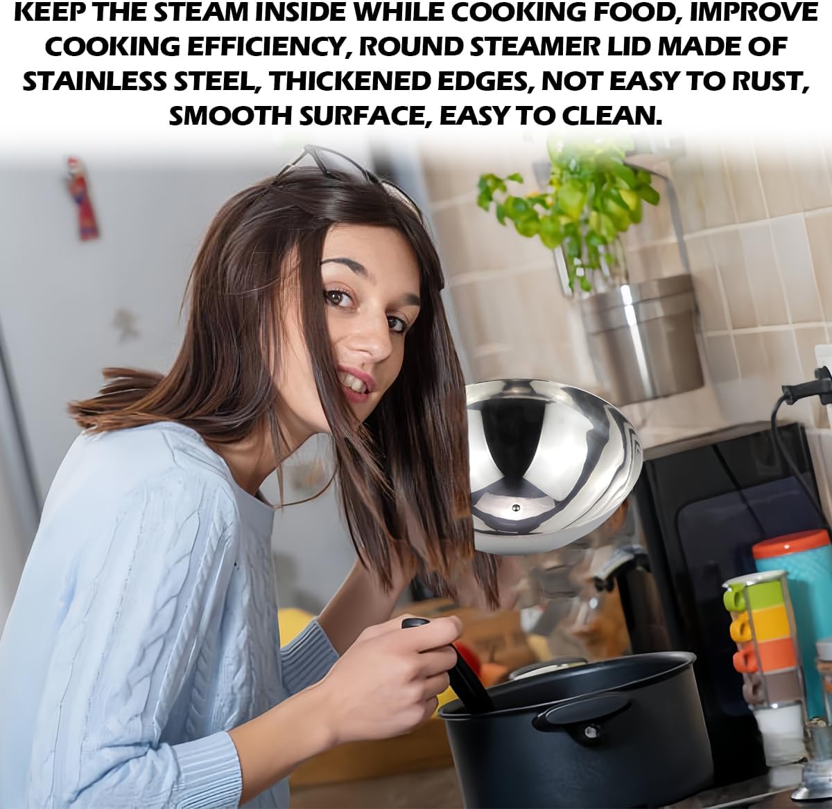 Large 12.6 Inch Stainless Steel Griddle Dome Lid - Steam Cover for Flat Top Grill, Universal Melting & Basting Dome with Ergonomic Handle（Gold 12.6 inches）