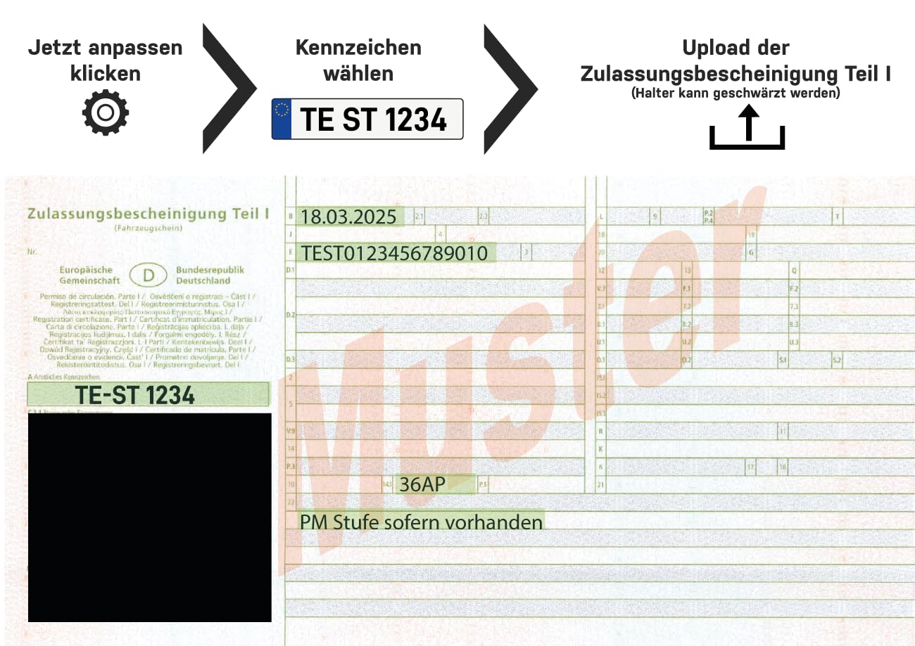 Generisch Offizielle Grüne Umweltplakette für Umweltzonen, Amtlich Zertifiziert von AU-Werkstatt, Mit Kennzeicheneintragung, Euro 4-6, Feinstaubplakette Grün