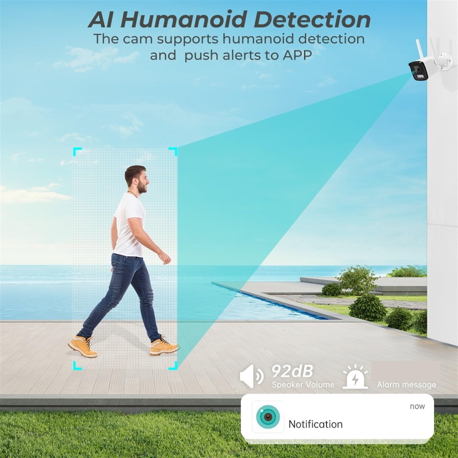 Kamery Monitoringu, 2MP 4MP 8MP 4K 1080P kamera zewnętrzna AI Huaman Detection dwukierunkowa kamera audio IP kolorowa noktowizor CCTV kamera typu Bullet(2MP Add 128GB Card)