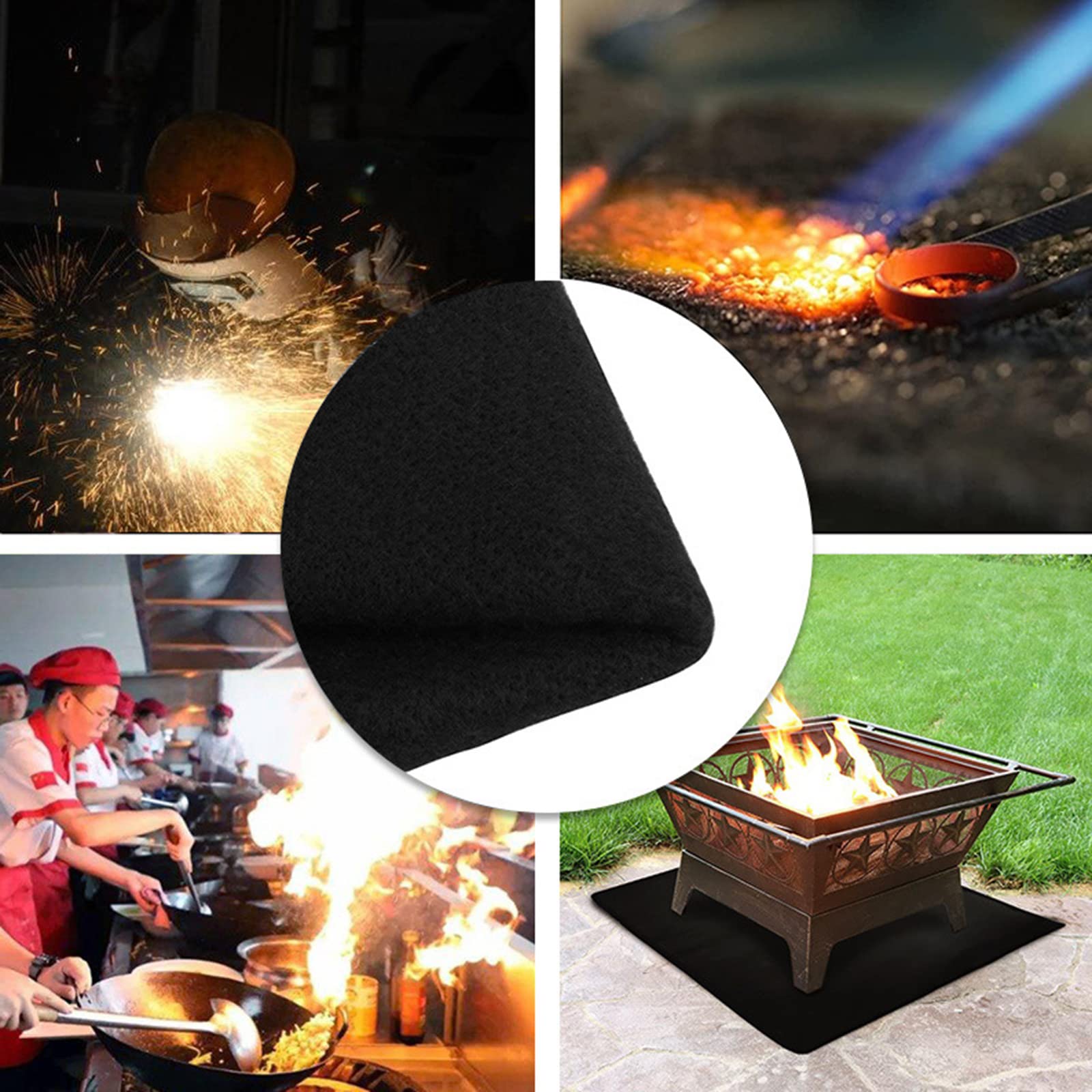 Manta de soldadura resistente al fuego, resistente a altas temperaturas, para estufa de soldador, 6 mm, fibra de carbono, manta de temperatura
