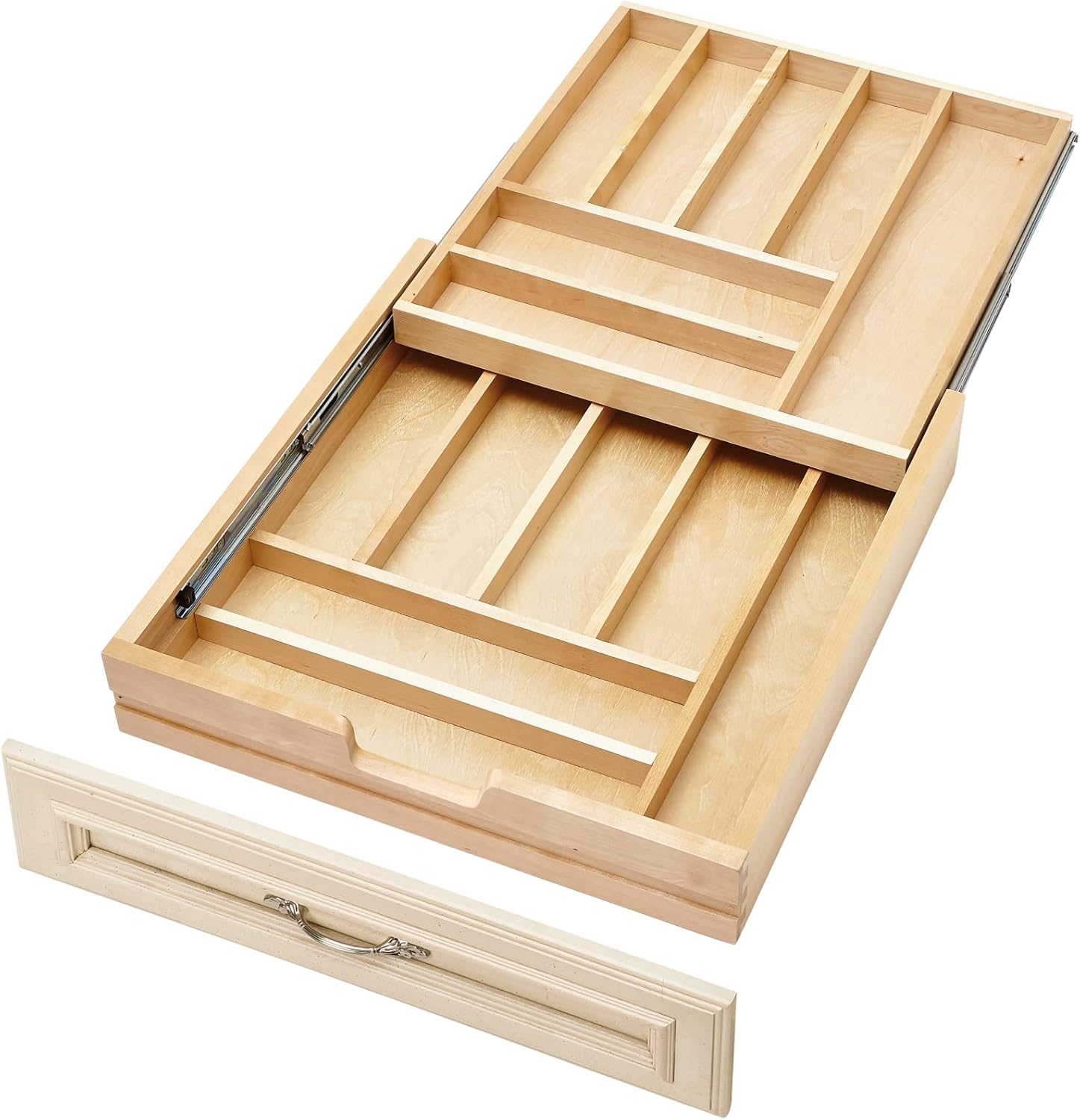 REV-A-SHELF Wood Base Cabinet Two-Tier Replacement Drawer System (No Slides)
