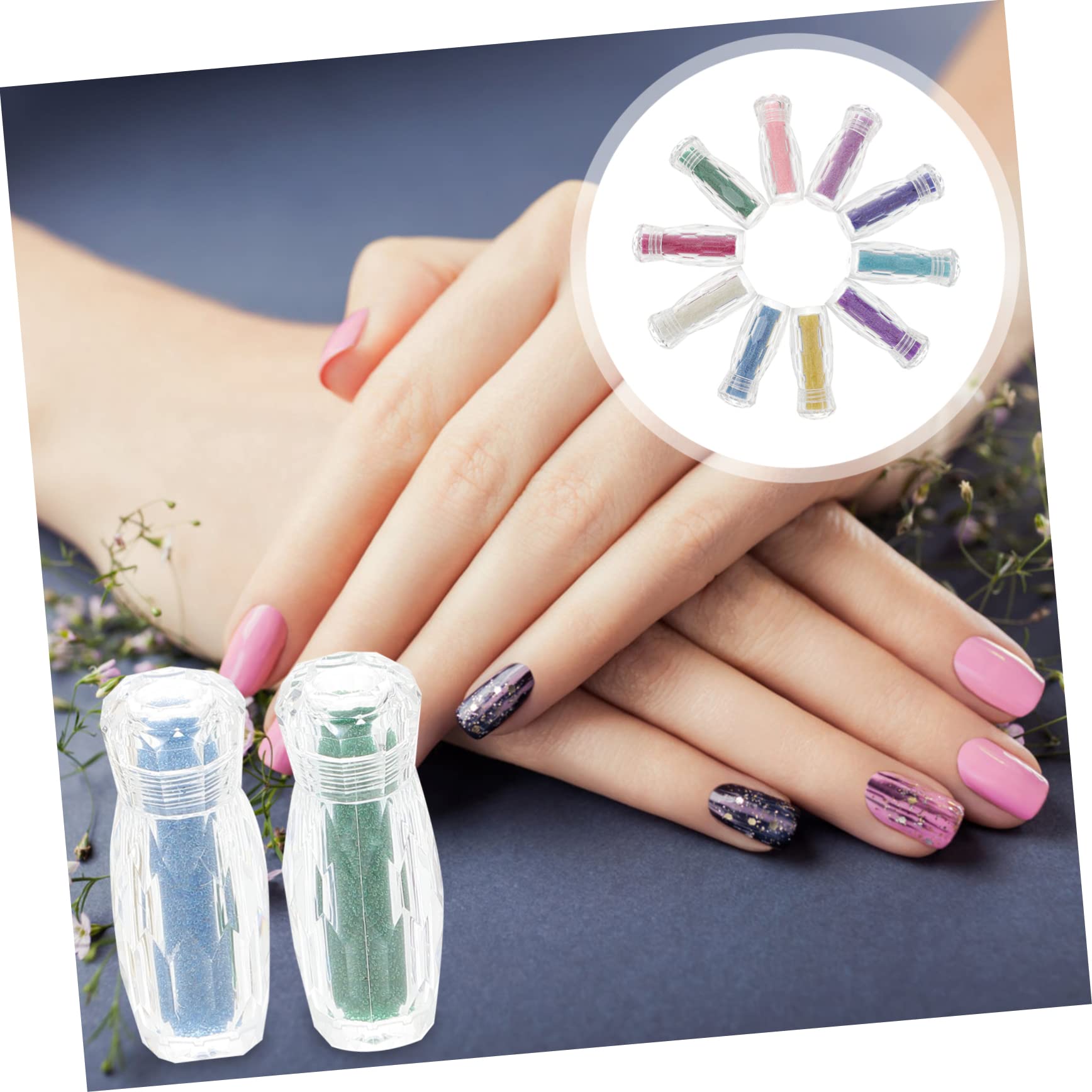 Cuentas de Caviar para Uñas de Vidrio 10 Botellas Microperlas