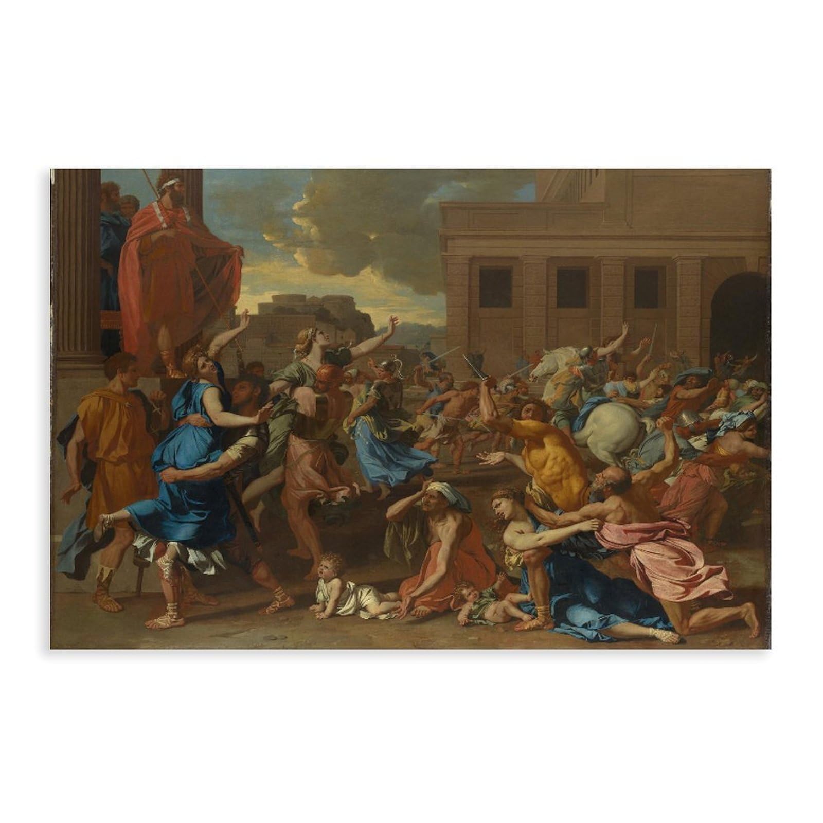 WCYB The Rape of The Sabine WomenDance to The Music of Time BY Nicolas Poussin Prints Posters Canvas Deco Paintings Wall Art For Office Living Room Unframe