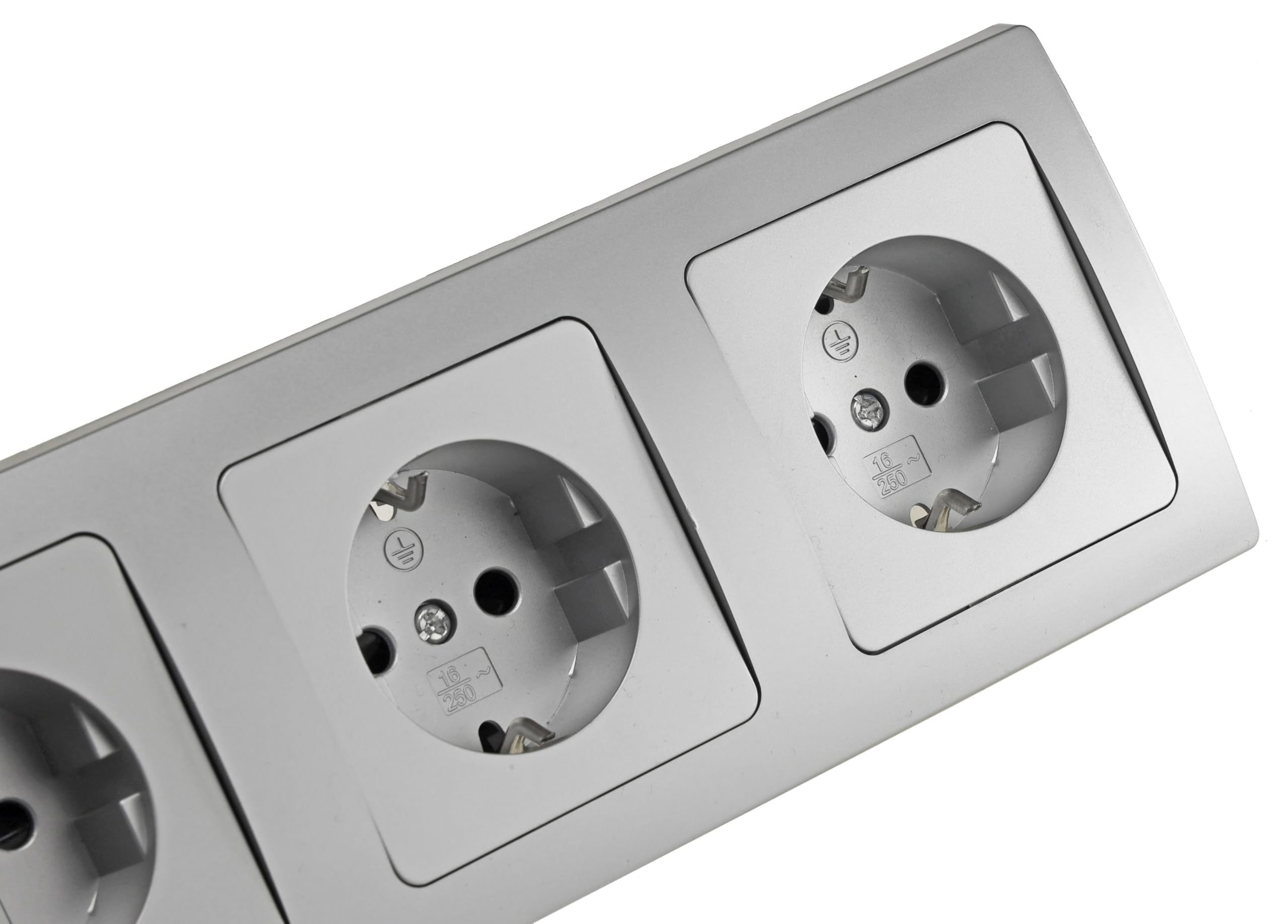 ChiliTec Steckdosen Schalter Unterputz KomplettSet Delphi Silber Grau | 94-teilig, 50x Steckdosen, 10x Schalter, Netzwerk TV Antenne, UP Einbau