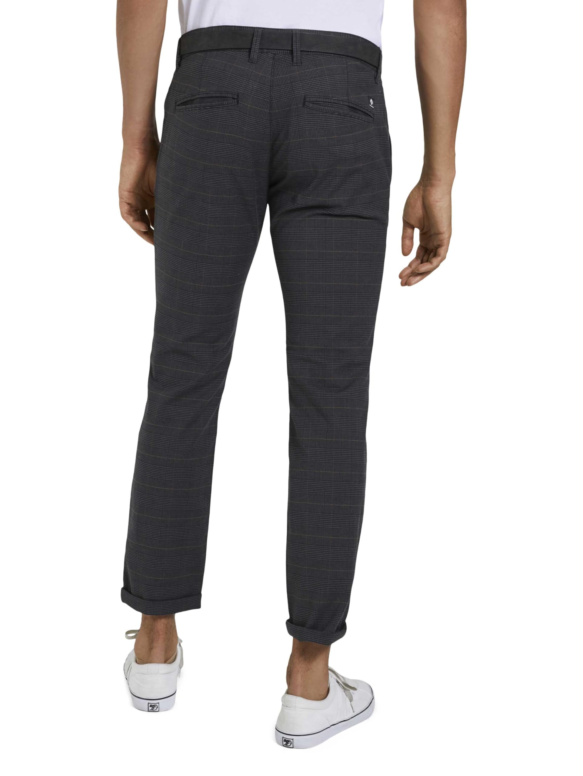 TOM TAILOR Denim 1020451 Proste spodnie chinosy z paskiem Mężczyźni