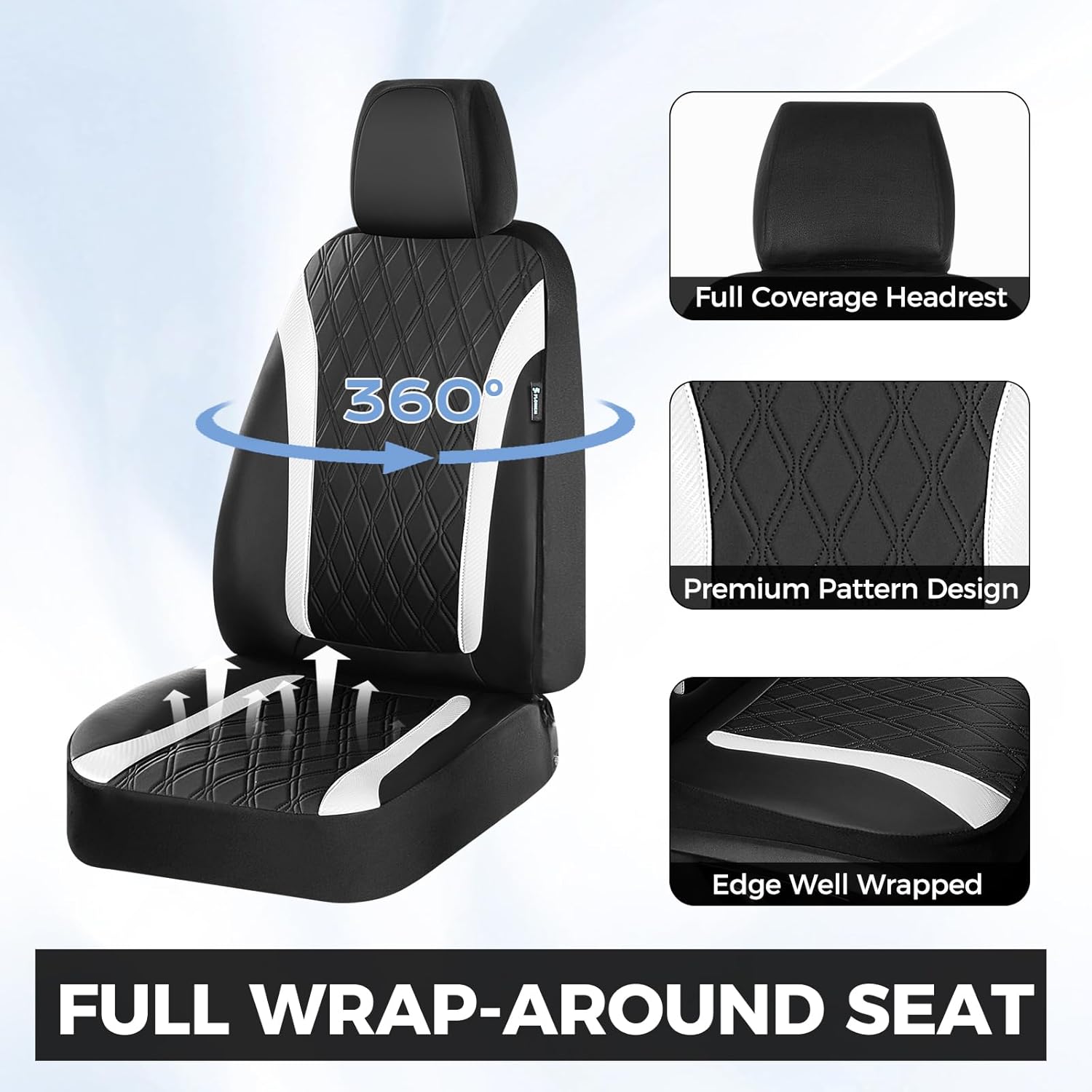 FLORICH Car Seat Covers Front Seat, Leather Seat Covers for Cars, Waterproof Car Seat Protector Breathable, Front Seat Covers for Cars, Automotive Seat Covers Universal Fit for Most Car Truck SUV