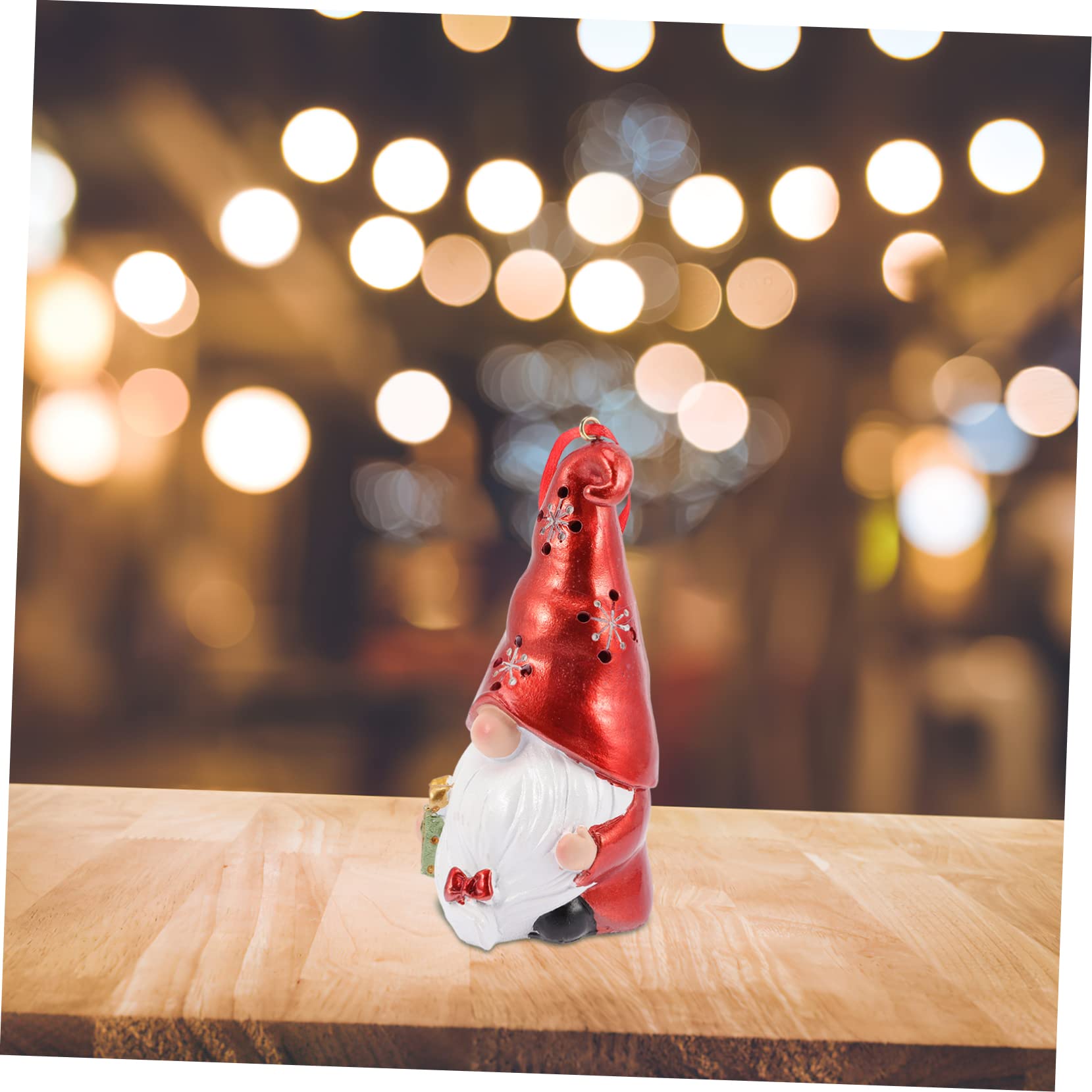 IMIKEYA 4 Stück Dekorative Lichter weihnachtsdeko für den einzug weinachtsgeschenk beleuchtete Gnomenstatue Weihnachtsfeierdekorationen Weihnachtszwerg Keramikornamente rot