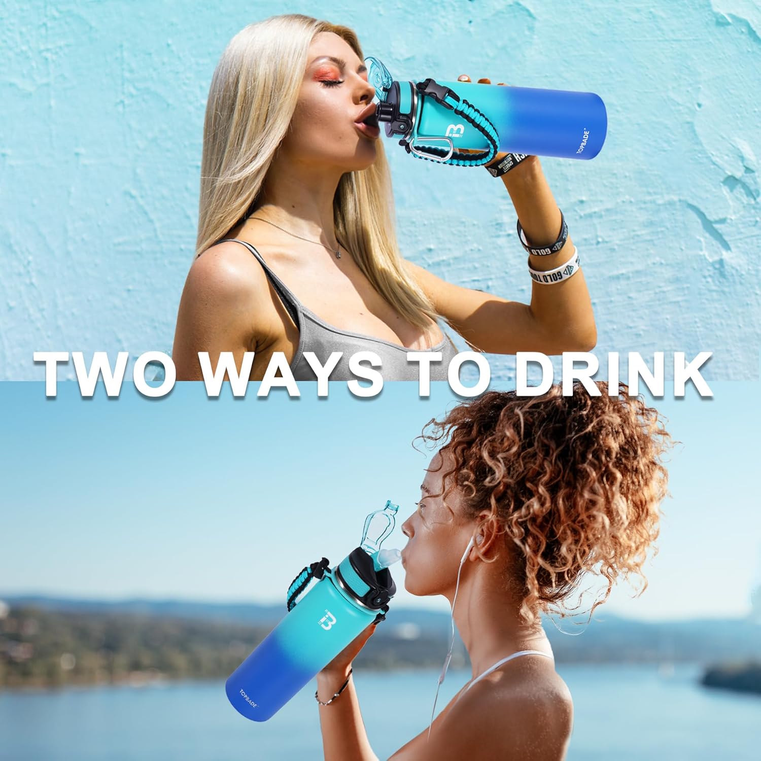 32oz Insulated Water Bottle with Straw Lid & Spout Lid & Paracord Handle, Stainless Steel Water Bottle Wide Mouth, Double Wall for Women Men Gym Fitness Outdoor - Image 7