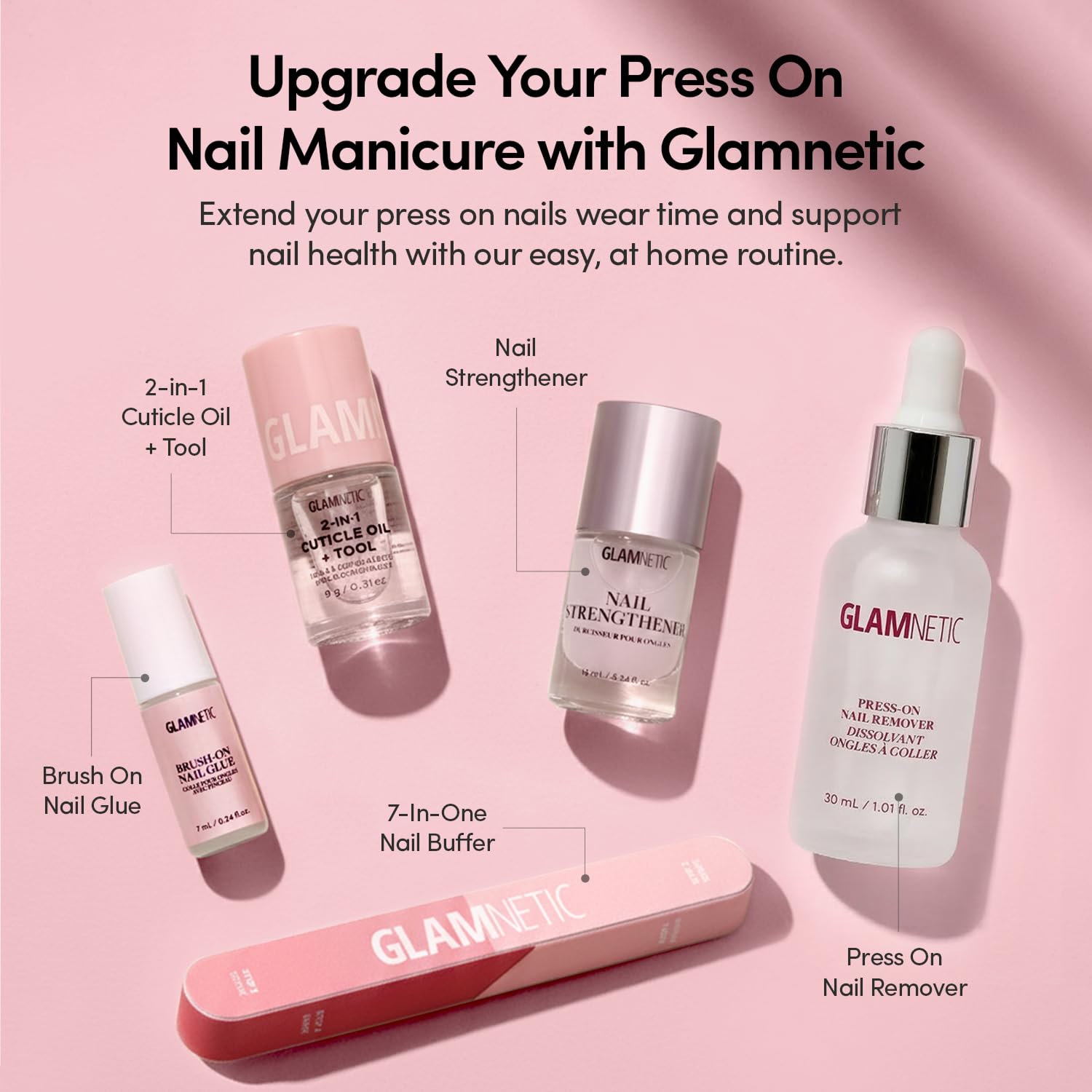 Glamnetic Uñas a presión, color lila, sólidas, opacas, color morado pastel claro, reutilizables, 12 tamaños, kit de 30 uñas