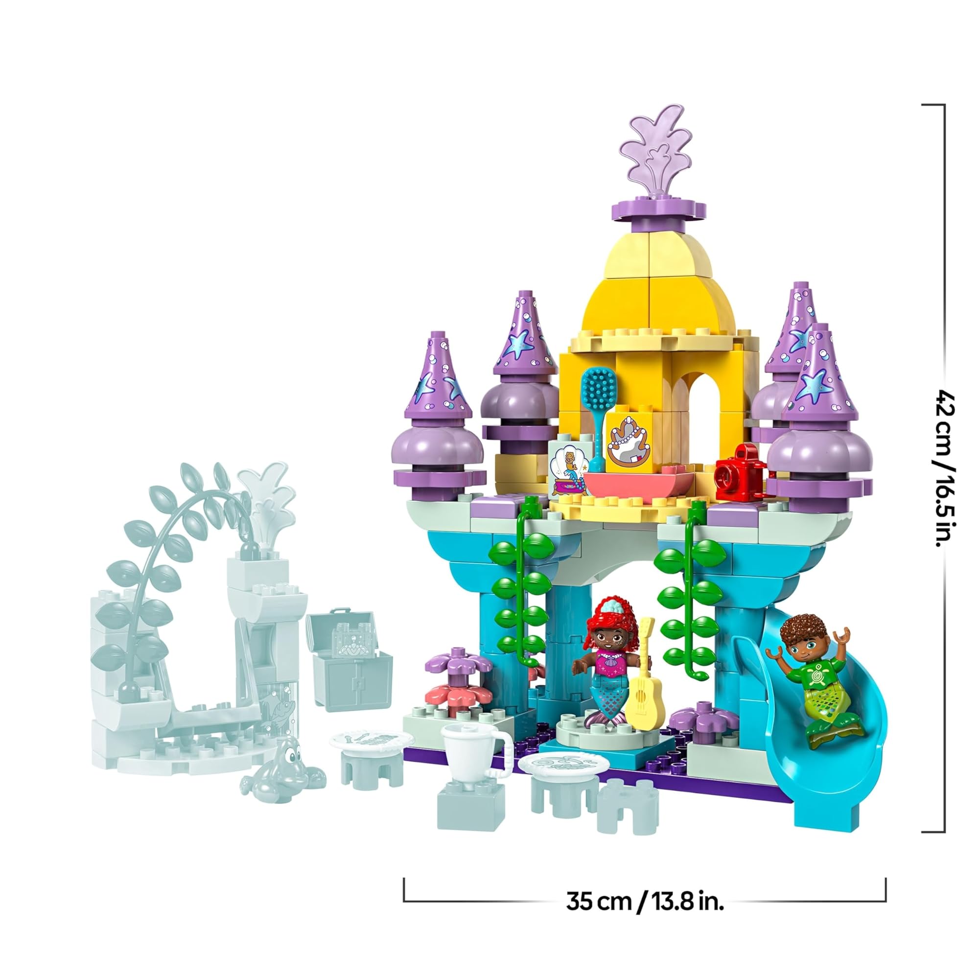 LEGO DUPLO Disney Arielles magischer Unterwasserpalast – Schloss Spielzeug aus Die kleine Meerjungfrau für Mädchen & Jungen ab 2 Jahren – Lernspielzeug für Kinder mit 3 Figuren – Geschenk – 10435