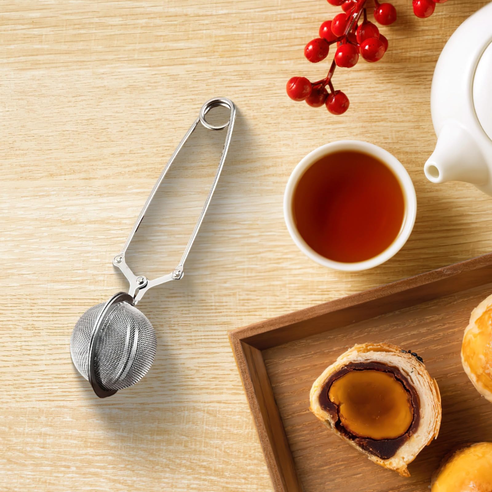 20 pièces, infuseurs à thé en acier inoxydable pour thé en vrac, poignées amovibles, maille fine pour une filtration optimale, pour une tasse, à la maison
