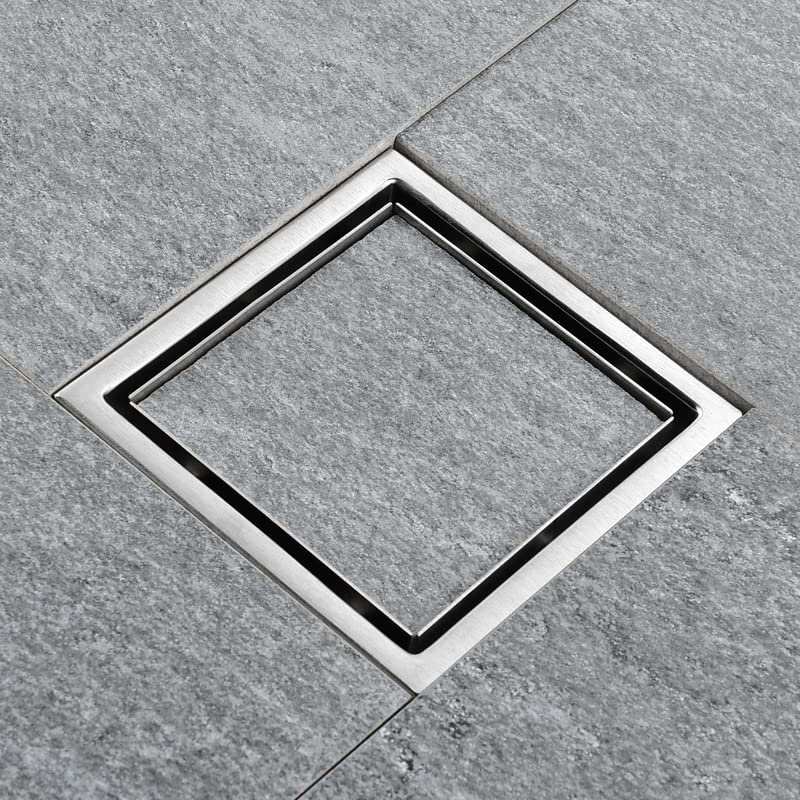Piletta Doccia A Pavimento Scarico a pavimento nero Inserto for piastrelle 11/15 cm doccia quadrato Scolapiatti da cucina Acciaio inossidabile(Black 04,110mm)