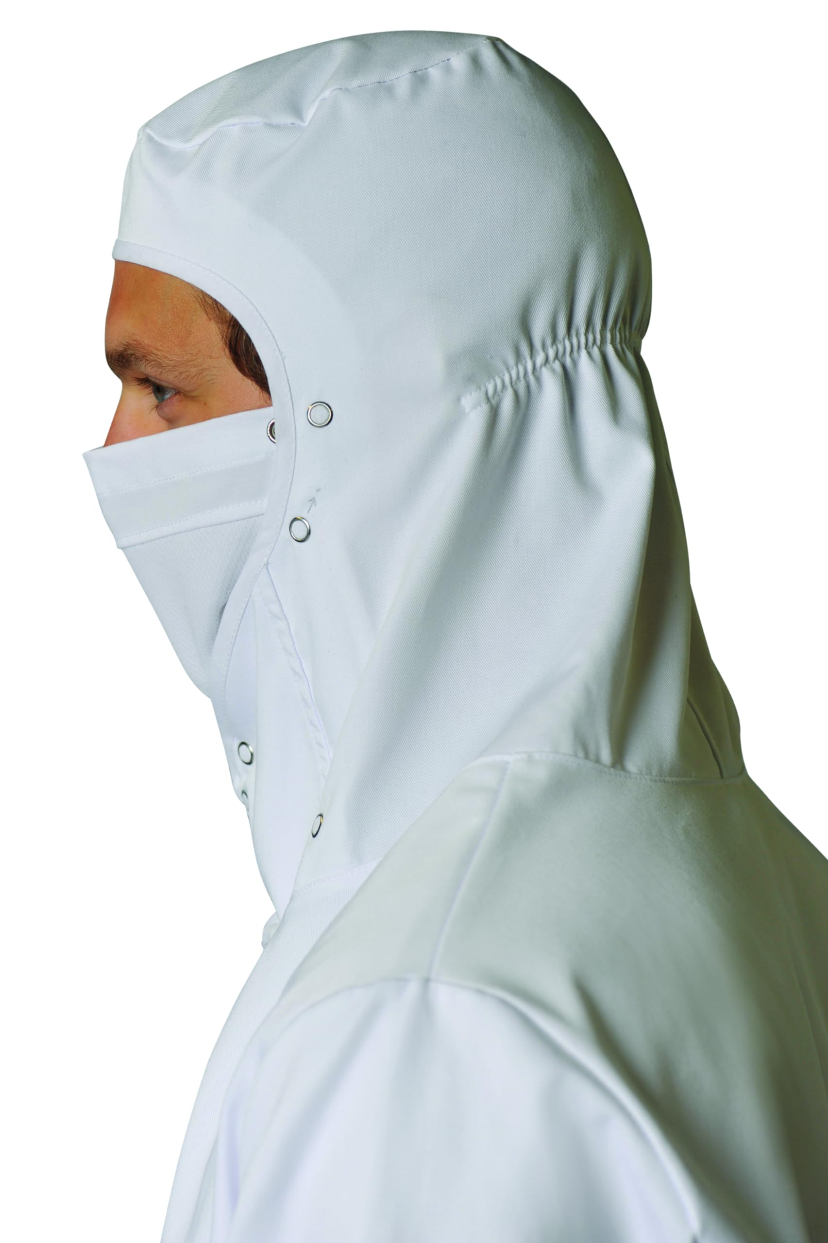 Combinaison agroalimentaire et médicale lavable avec capuche tissu MESH . Blouse de protection premium homme en polyester/coton manches longues (XS)