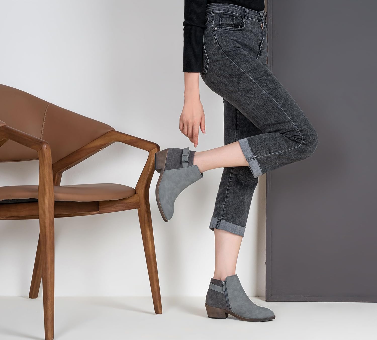 Jeossy Women’s Ankle Short Boots Western Chunky Low Heel Cowboy 9617 Booties with Zipper - Image 7