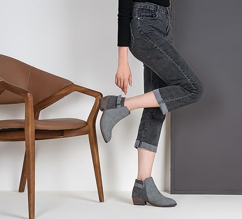 Miniatura 7 de Jeossy Botas cortas de tobillo para mujer, botas vaqueras de tacón bajo grueso occidental 9617 con cremallera