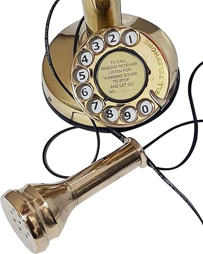 Miniatura 3 de VintiquE Vintage eléctrico con cable Candelabro Teléfono Rotatorio Dial Escritorio Western Electric Latón Acabado