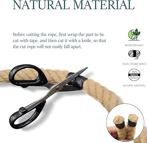 Miniatura 6 de Cuerda de yute (14 pulgadas x 100 pies), cuerda de cáñamo natural para poste rascador de gatos, jardinería interior y exterior, manualidades,