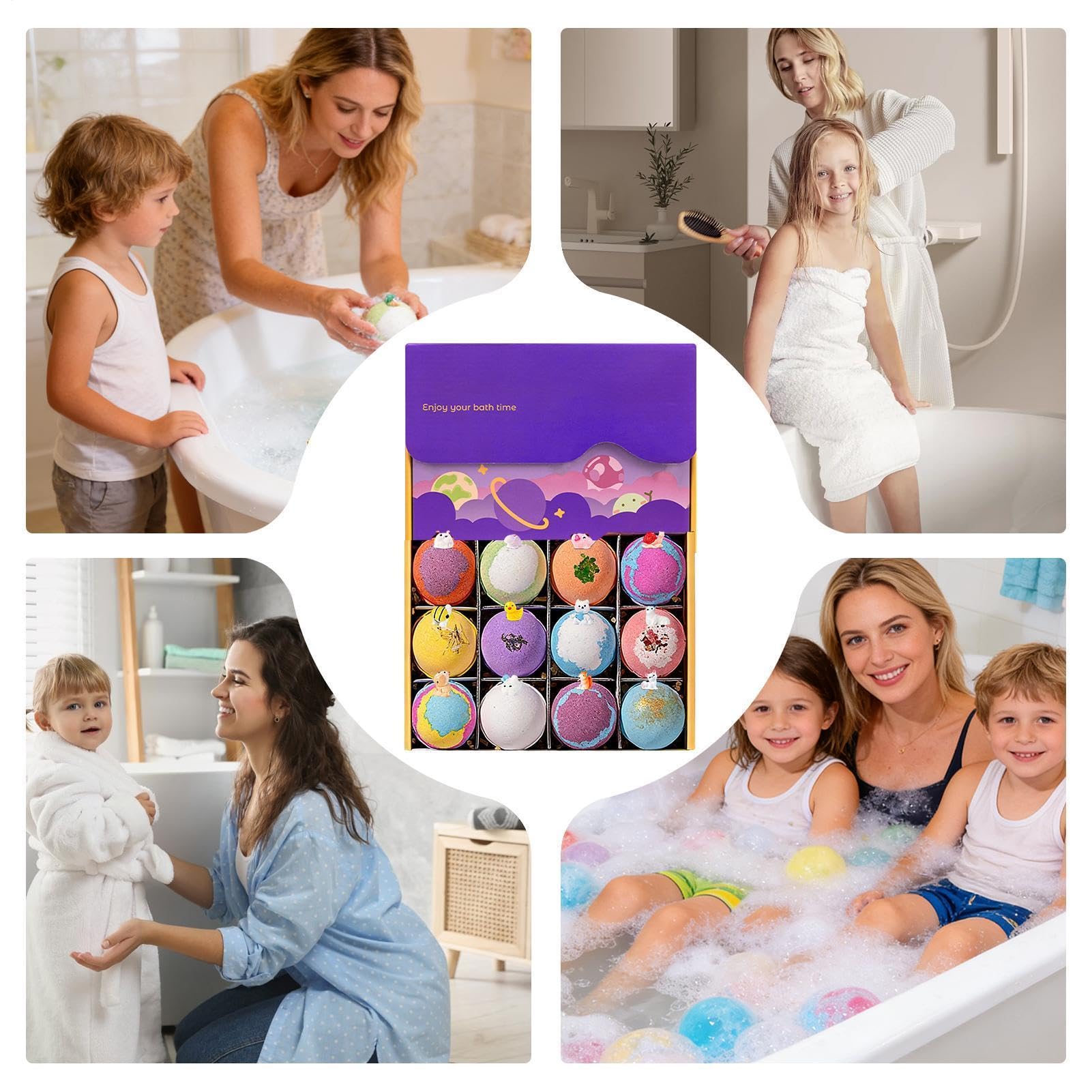 Bolas De Sal De Baño Para Niños Con Juguetes En El Interior, Impulso Del Desarrollo Cognitivo, 1 Juego/12 Piezas, Set De Regalo Bath Bom.b, Baño De Burbujas Gaseosas, Suave Y Apto Para Niños,