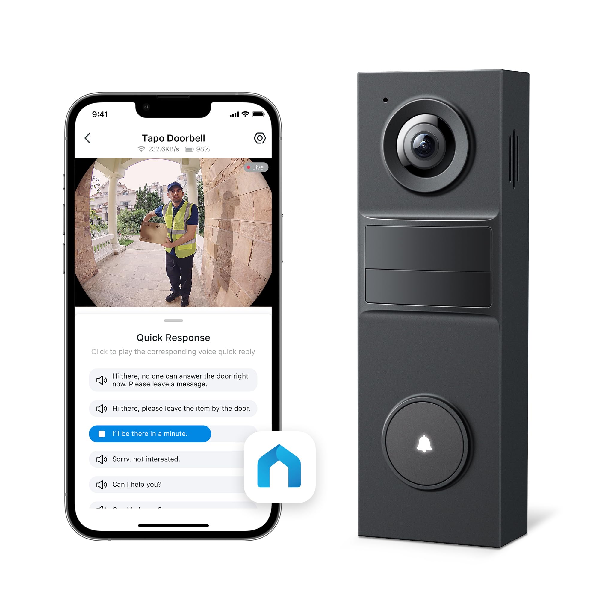 Tapo 2K Smart Video Doorbell - 160° View -8