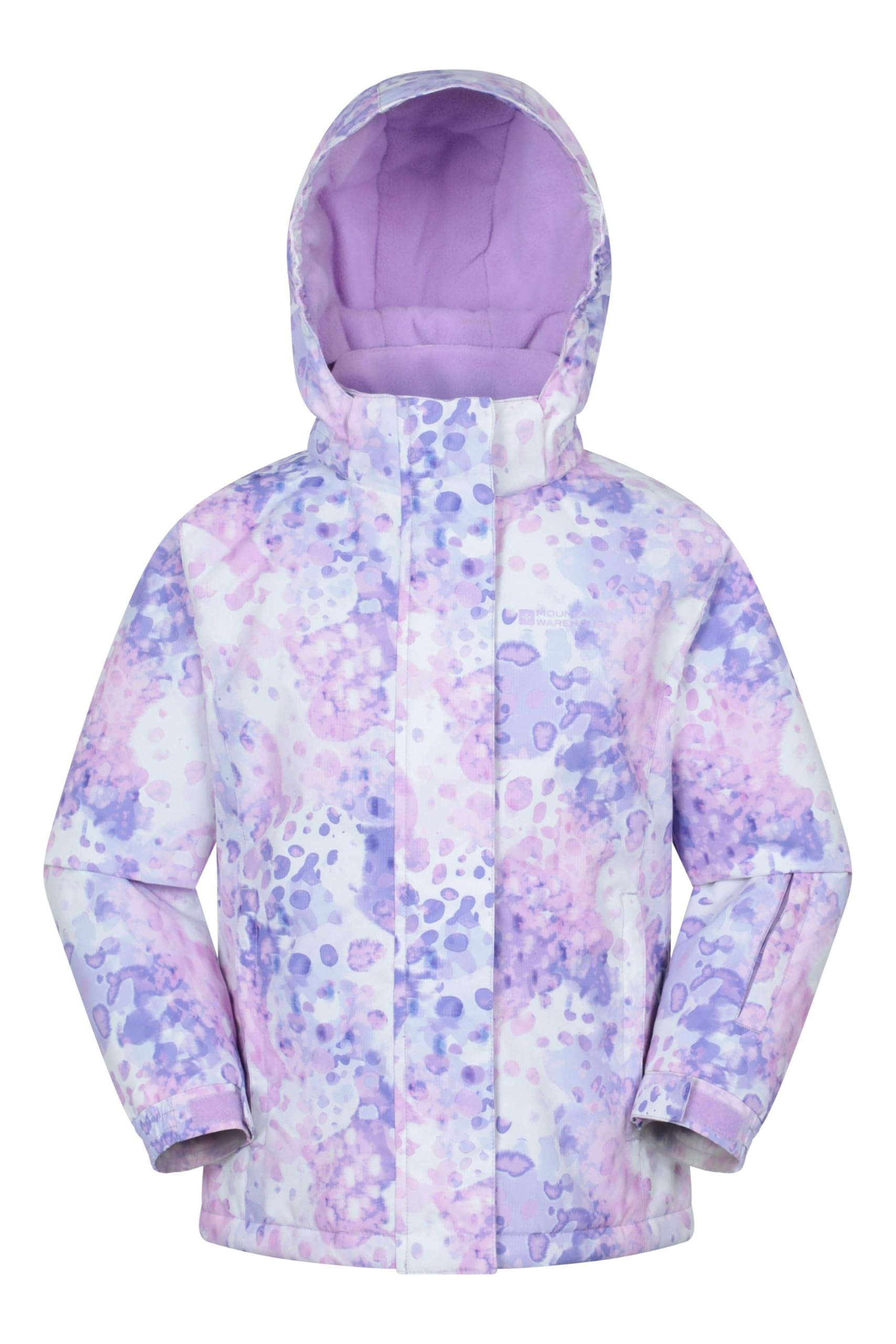 Mountain Warehouse Pink Snowdrop Printed Kids Ski Jacket - Waterproof, Integrated Snowskirt, Detachable Hood, Adjustable Cuffs -Best For Snowboarding, Winter Sports Teen Size 13 Years