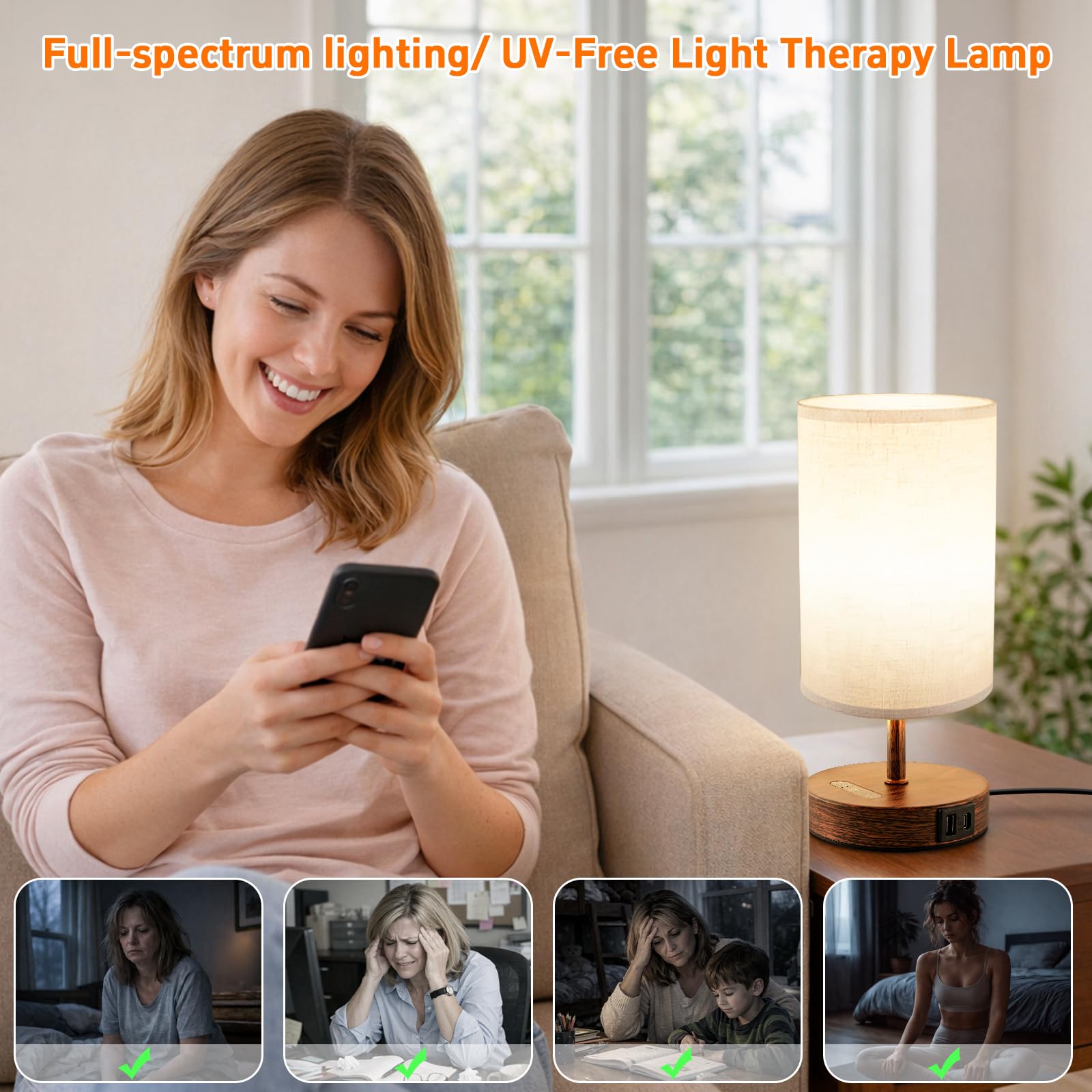 Lampe de luminothérapie, lampe de thérapie à lumière naturelle 10 000 lux avec télécommande, lampe solaire, 3 températures de couleur et minuterie, contrôle tactile, lampe de lumière du jour