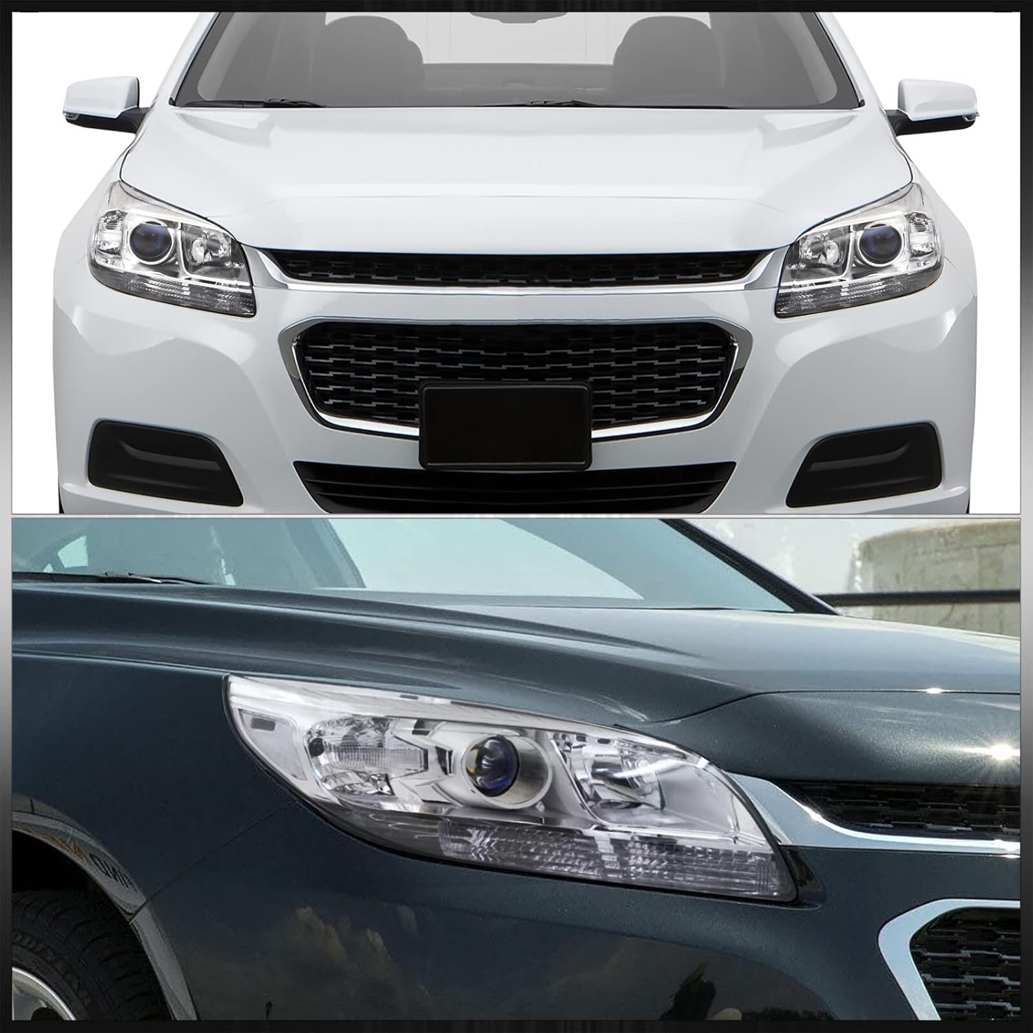 AJP Distributors OE Style Headlights Headlamps Driving Bumper Turn Signal Lamp Assembly Pair Driver Passenger Set Compatible/Replacement For Malibu LT LTZ Eco Limited 2013 2014 2015 2016 13 14 15 16
